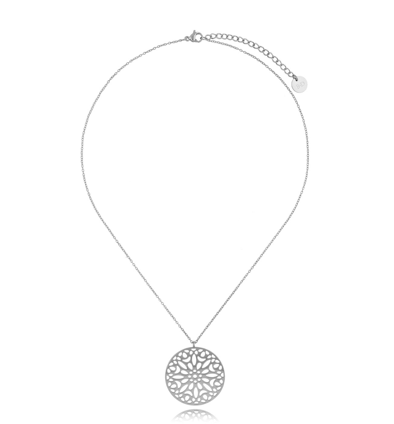 Naszyjnik ze stali szlachetnej posrebrzany Grenada - By Dziubeka