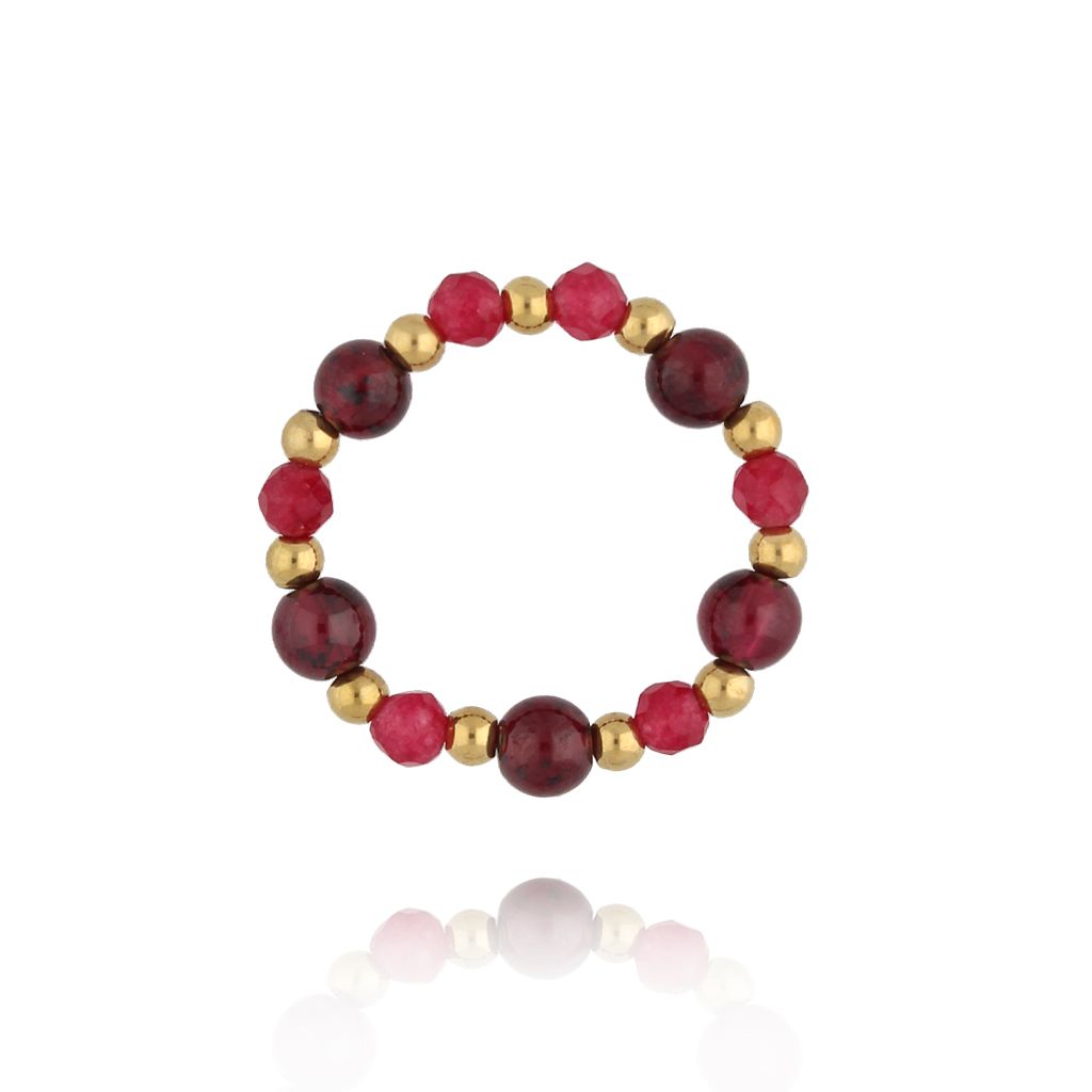 Pierścionek elastyczny bordowy PSC0713 - By Dziubeka