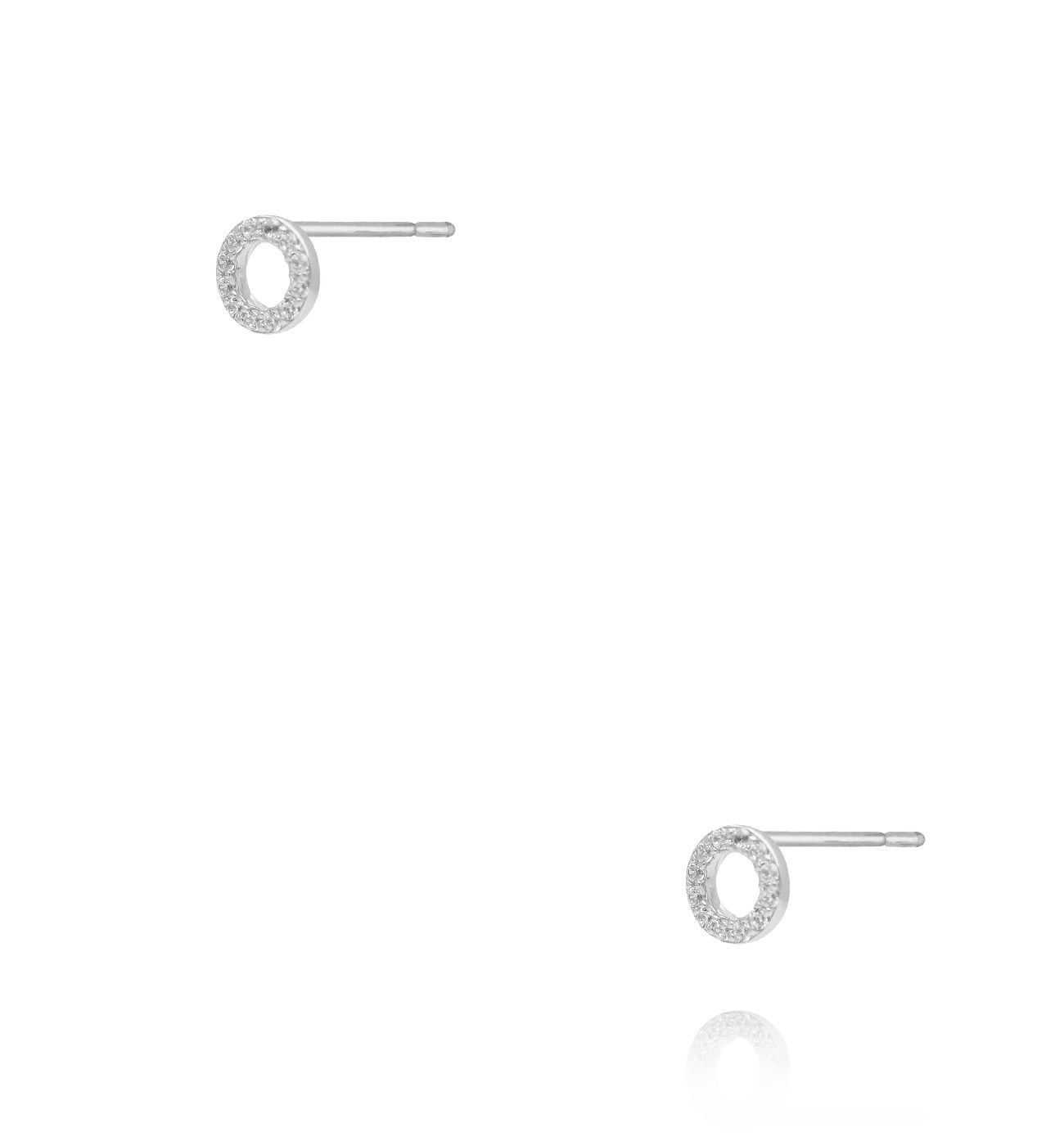 Kolczyki sztyfty koła z cyrkoniami srebrne KCA0113 - By Dziubeka