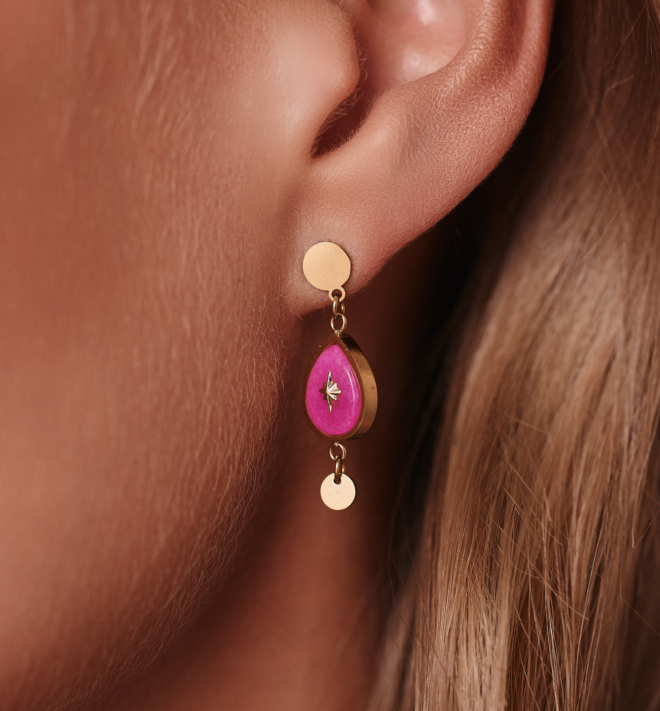 Kolczyki wiszące z jadeitem KEA0047 - By Dziubeka