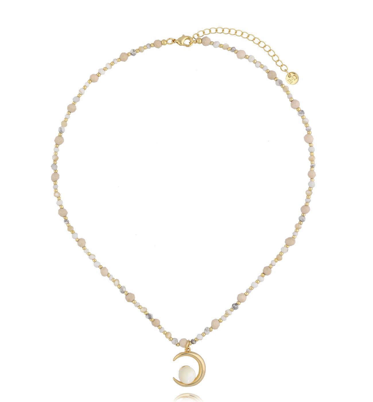 Naszyjnik beżowy z księżycem - By Dziubeka