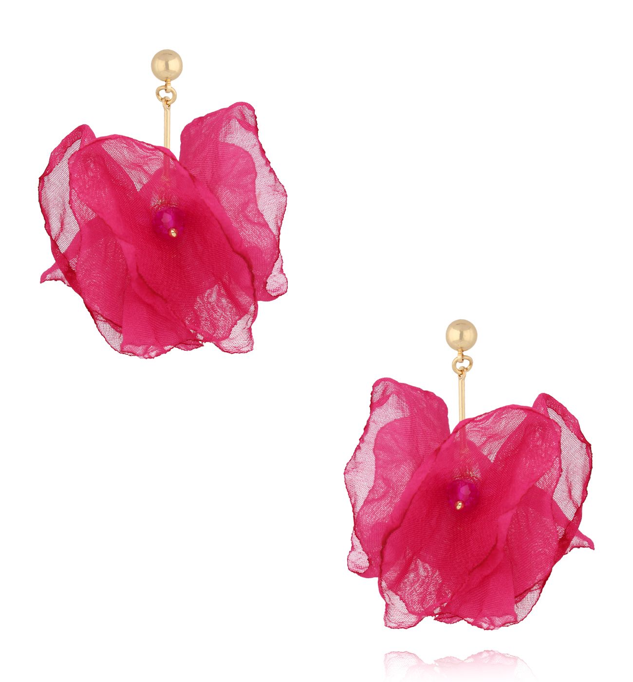 Kolczyki kwiatowe w kolorze fuksji - By Dziubeka