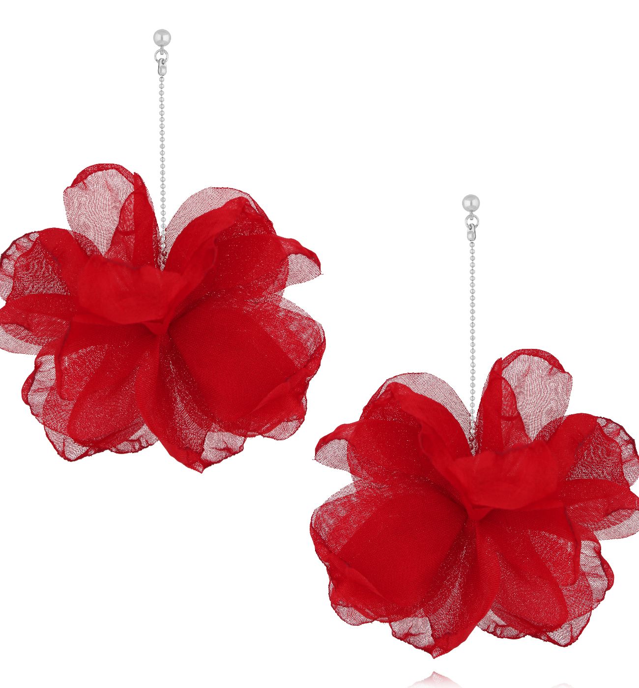 Kolczyki z tkaniny czerwone - By Dziubeka