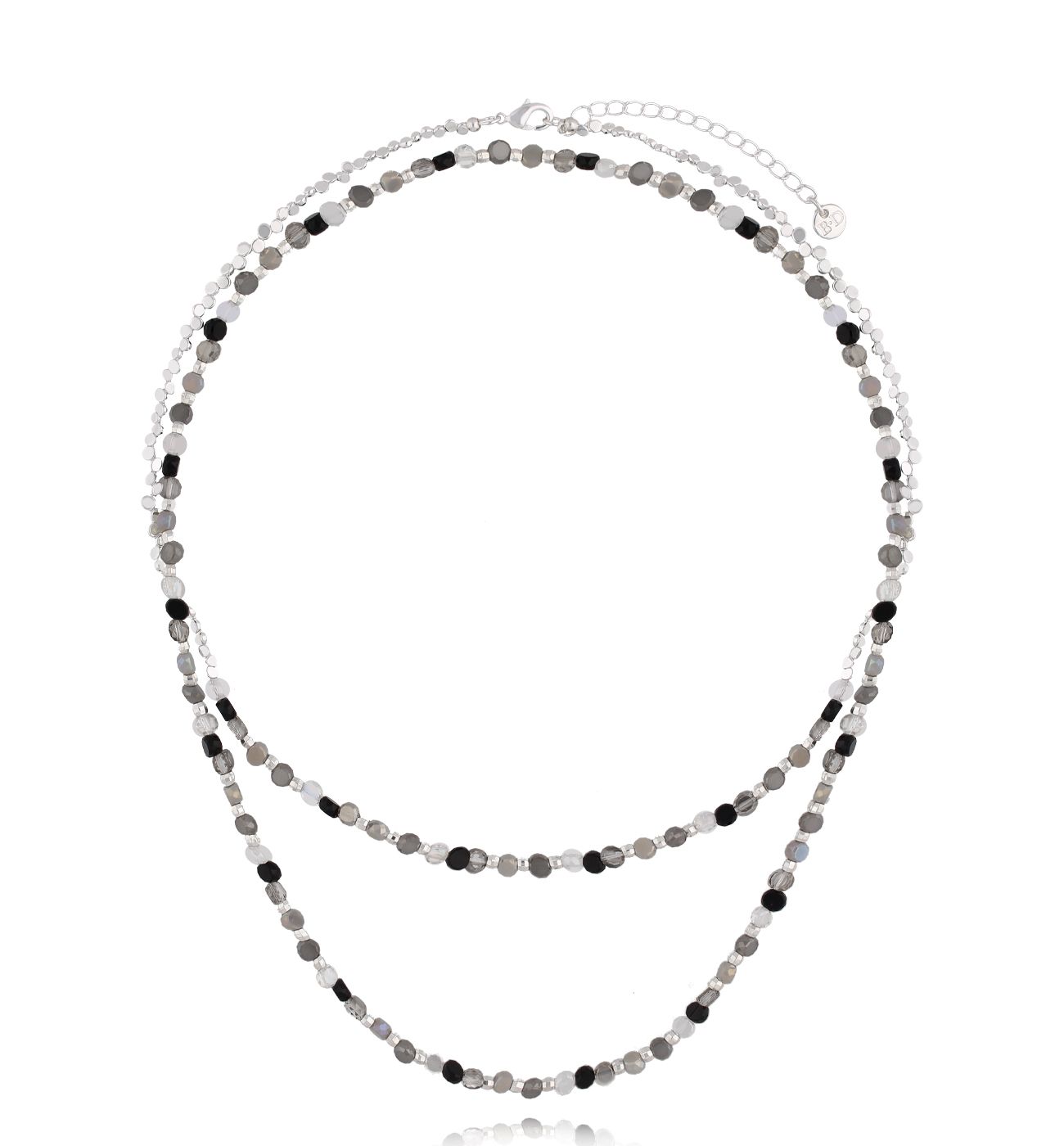 Naszyjnik szaro srebrny z kryształkami długi NSC0481