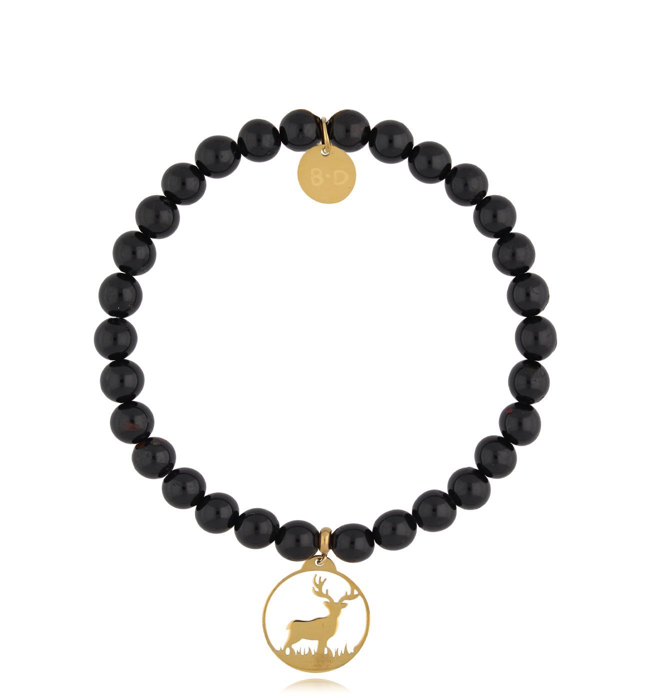 Bransoletka czarna z jeleniem BTW3099