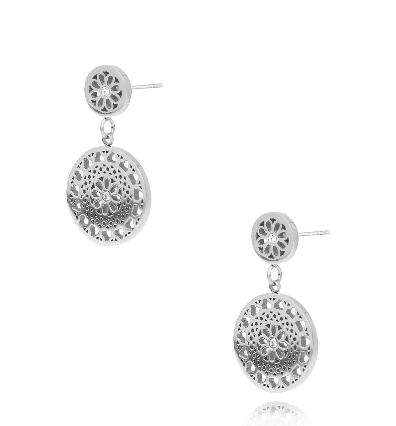 Kolczyki srebrne z rozetką Decor KSA1275