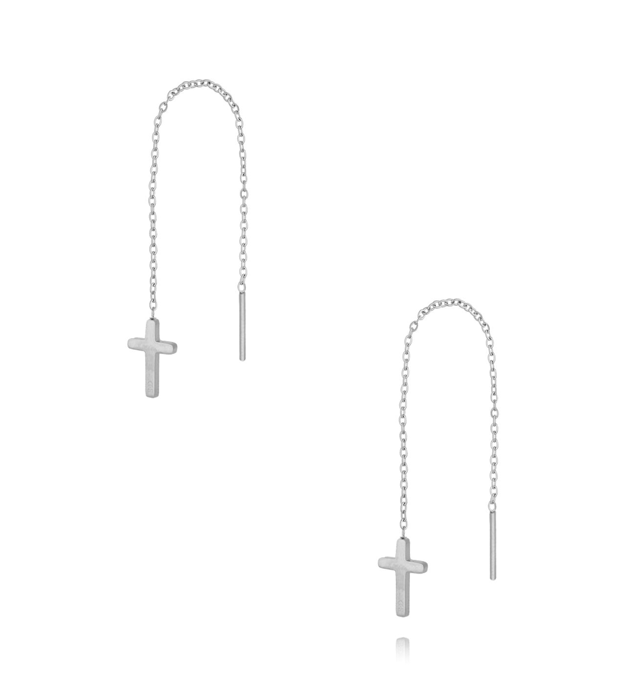 Kolczyki przekładane srebrne z krzyżykami - By Dziubeka