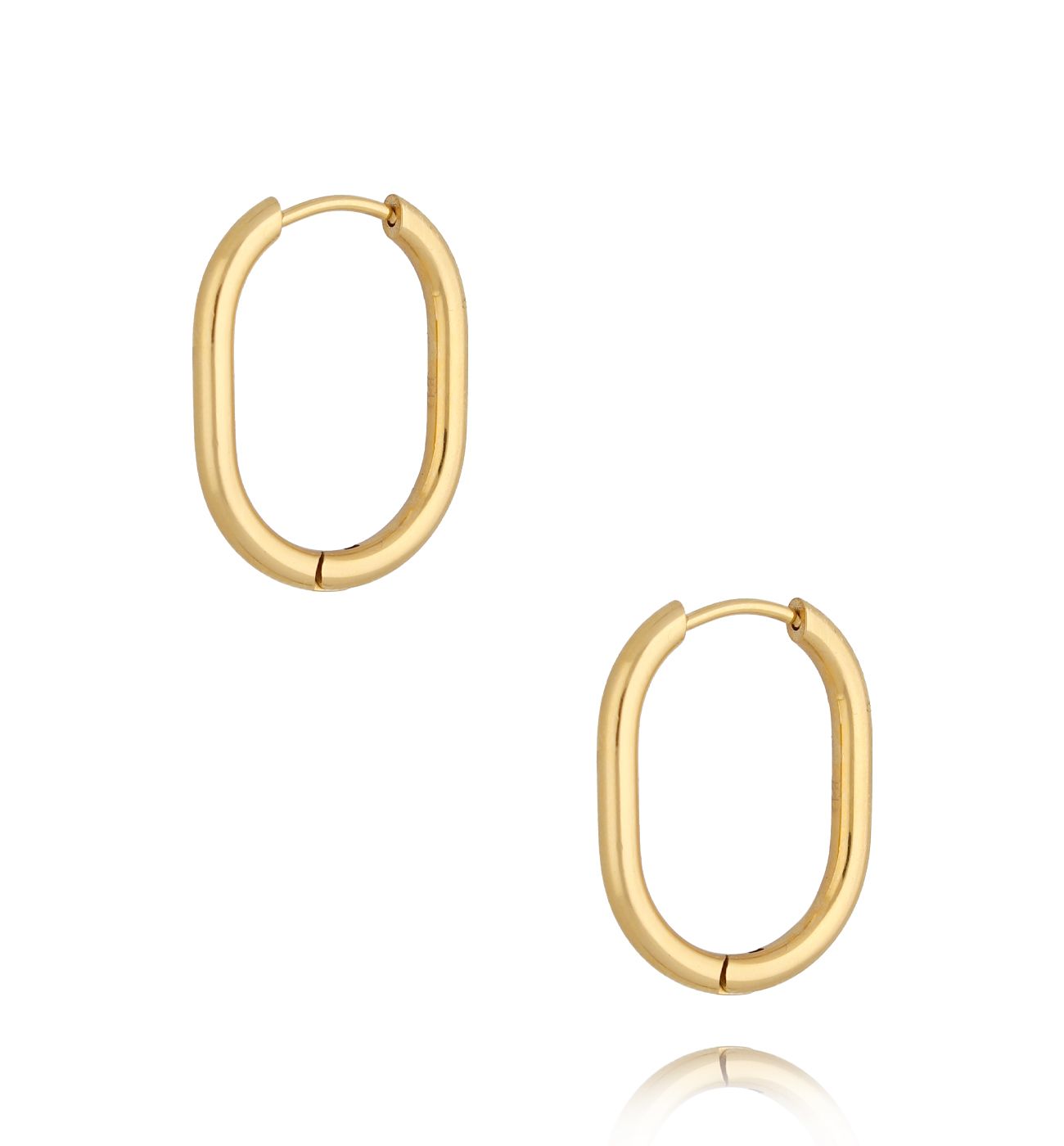 Kolczyki złote owalne duże Tamala - By Dziubeka