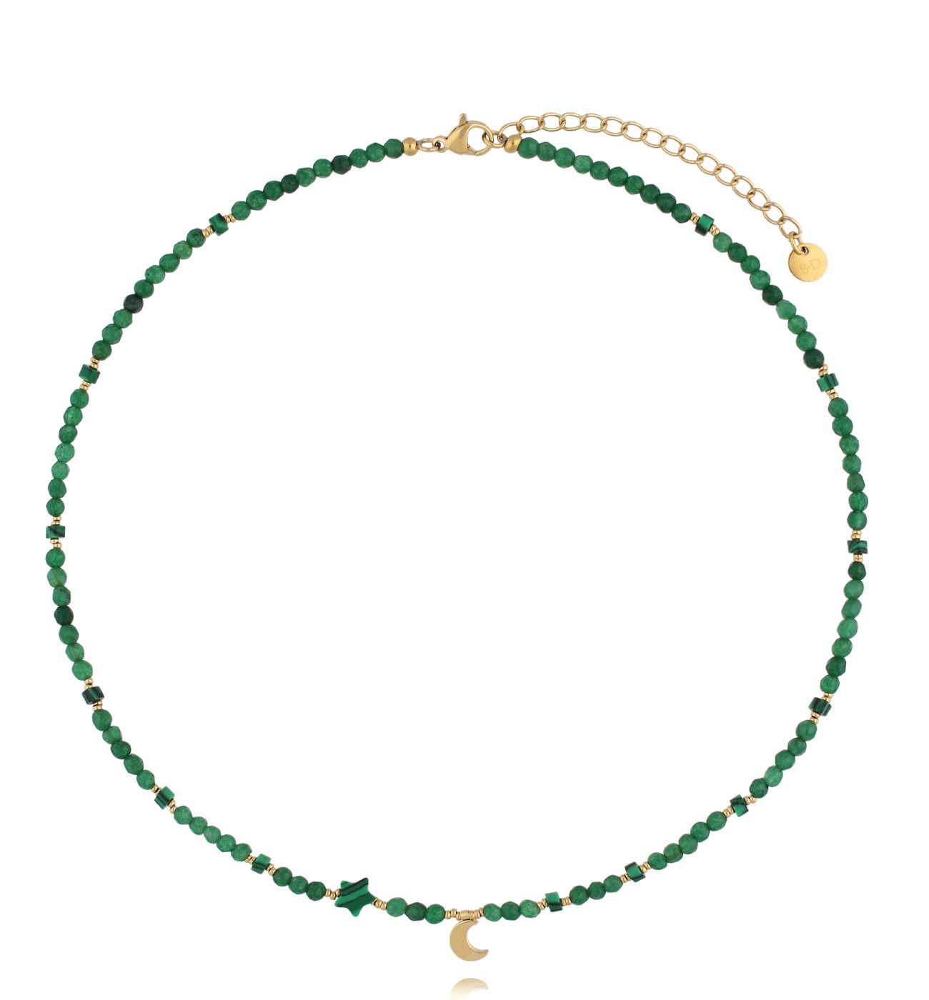Naszyjnik zielony z księżycem - By Dziubeka