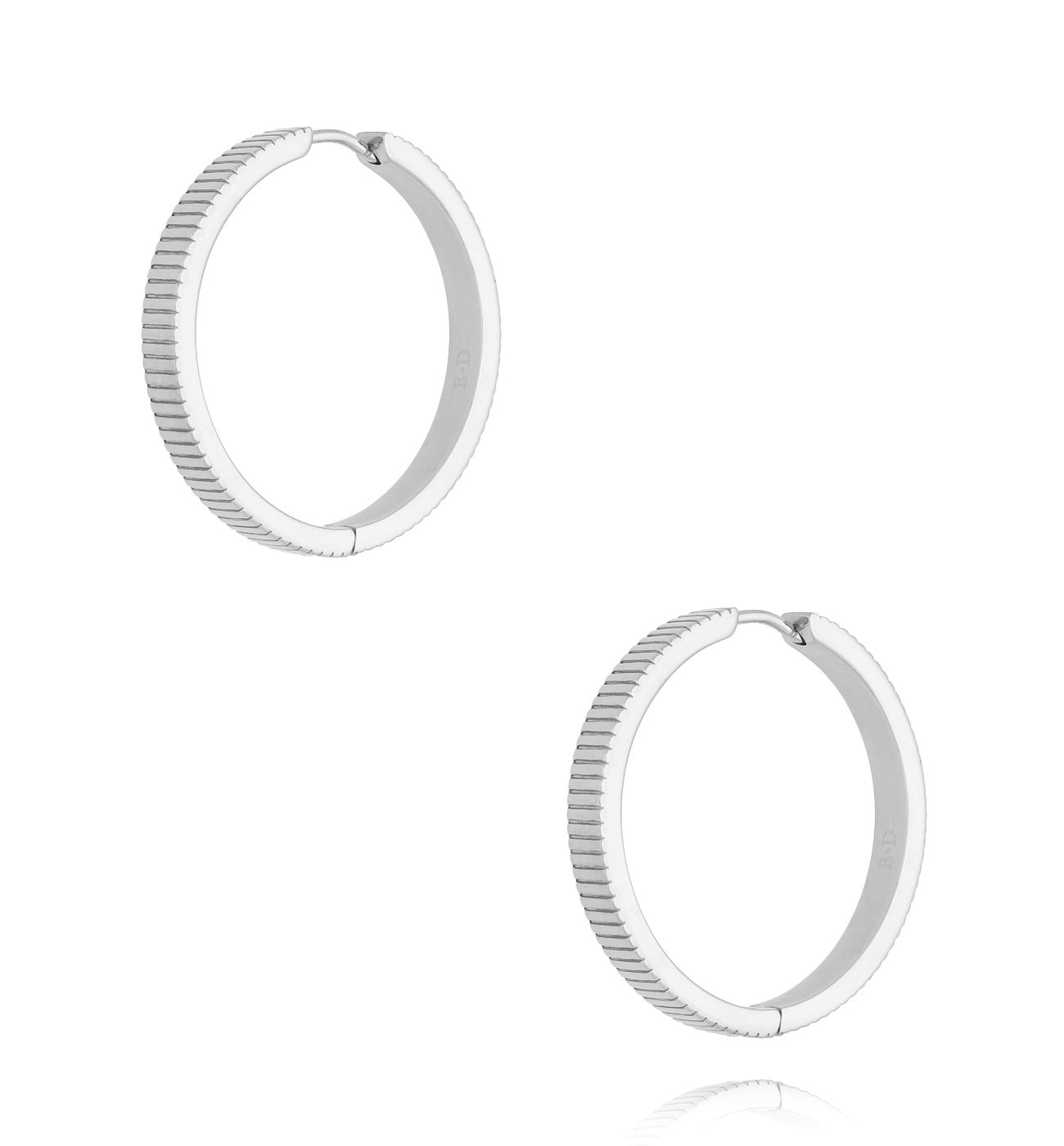 Kolczyki karbowane okrągłe srebrne Modern Fusion - By Dziubeka