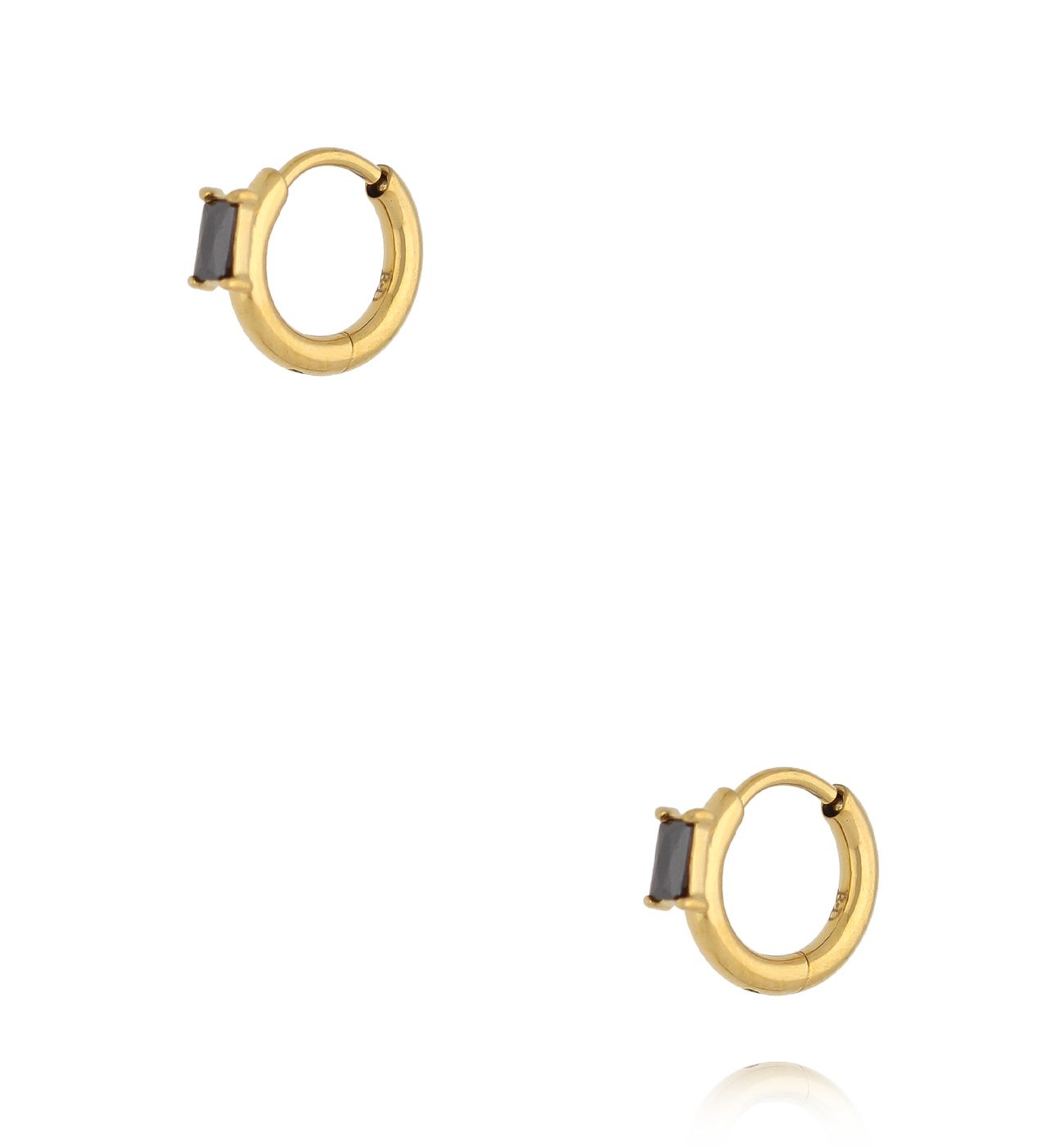 Kolczyki złocone z czarnymi prostokątnymi kamieniami KSA2539