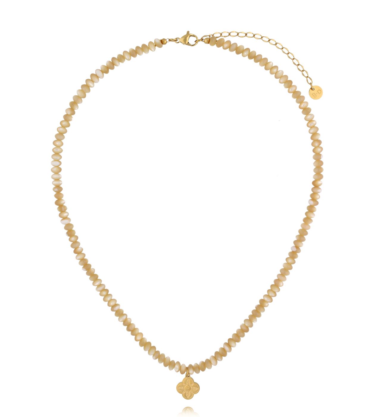 Naszyjnik beżowy z koniczynką - By Dziubeka