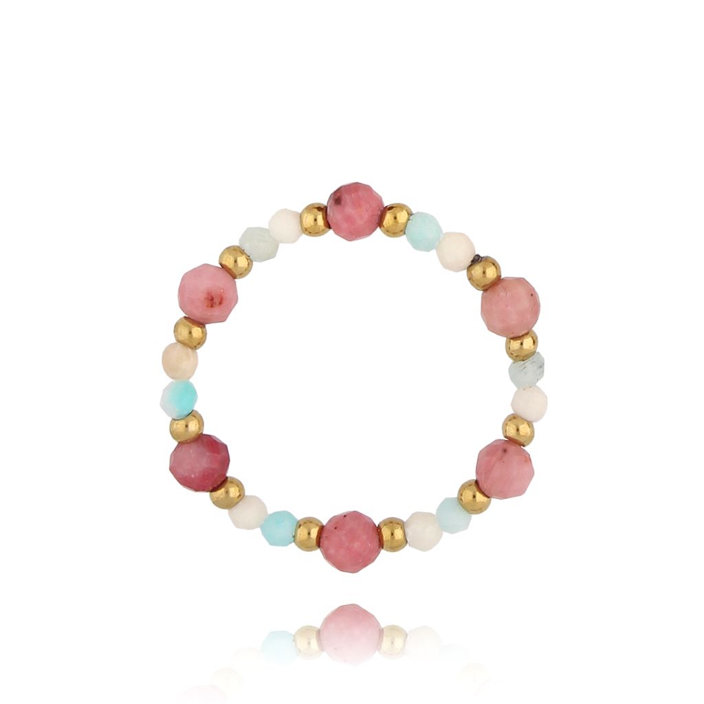 Pierścionek elastyczny z kamieniami naturalnymi Sea Foam PSC0474