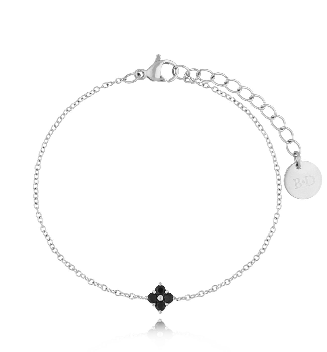 Bransoletka srebrna z czarnymi cyrkoniami Momi - By Dziubeka