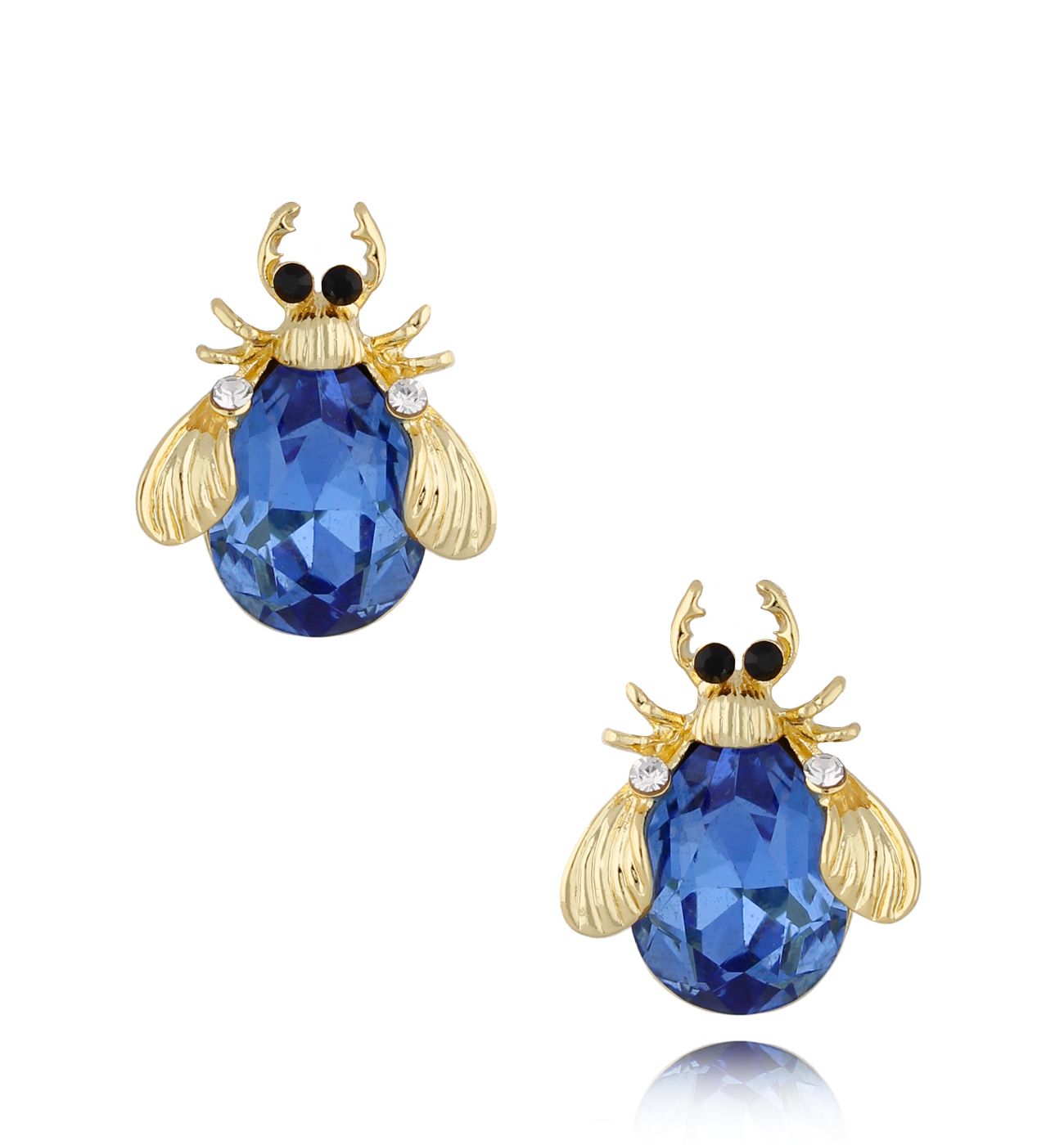 Kolczyki z niebieskimi żuczkami Midnight 2 - By Dziubeka