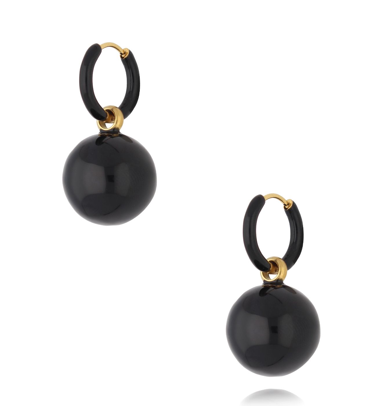 Kolczyki z czarnymi kulkami złote - By Dziubeka