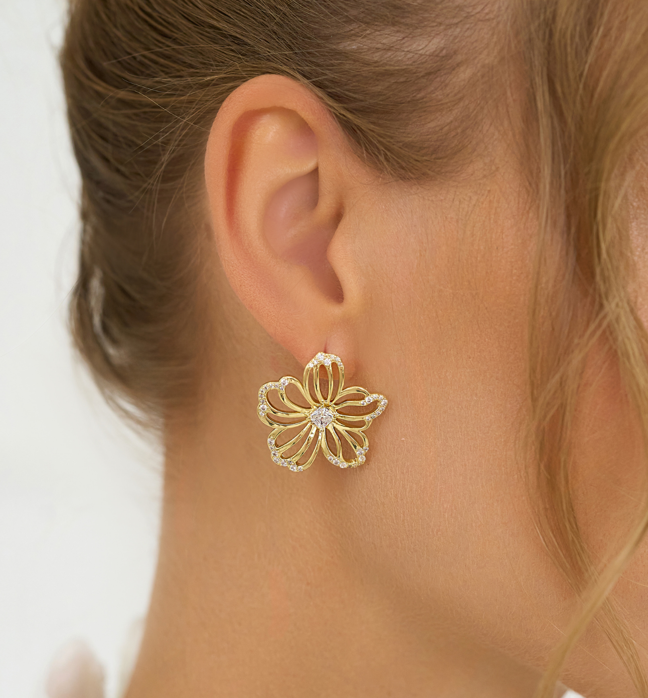 Kolczyki złote z kwiatkami Sunlit Blossom KRG1043