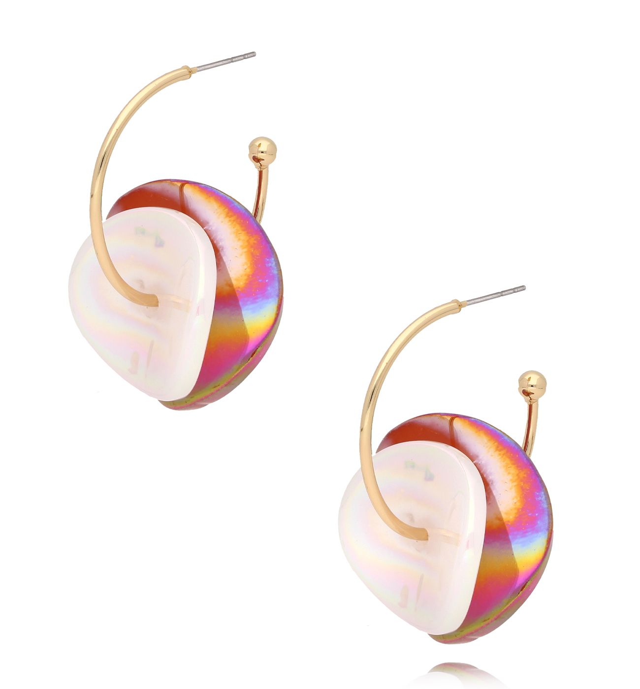 Kolczyki okrągłe bordowo białe Arusza KZA0153