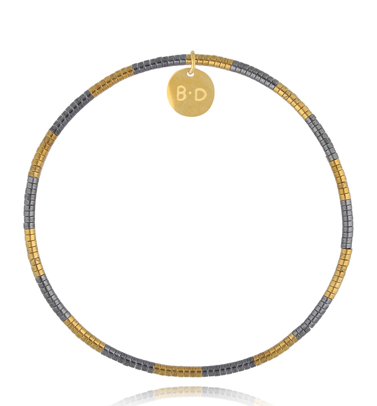 Bransoletka stalowo złota z hematytami Adána - By Dziubeka