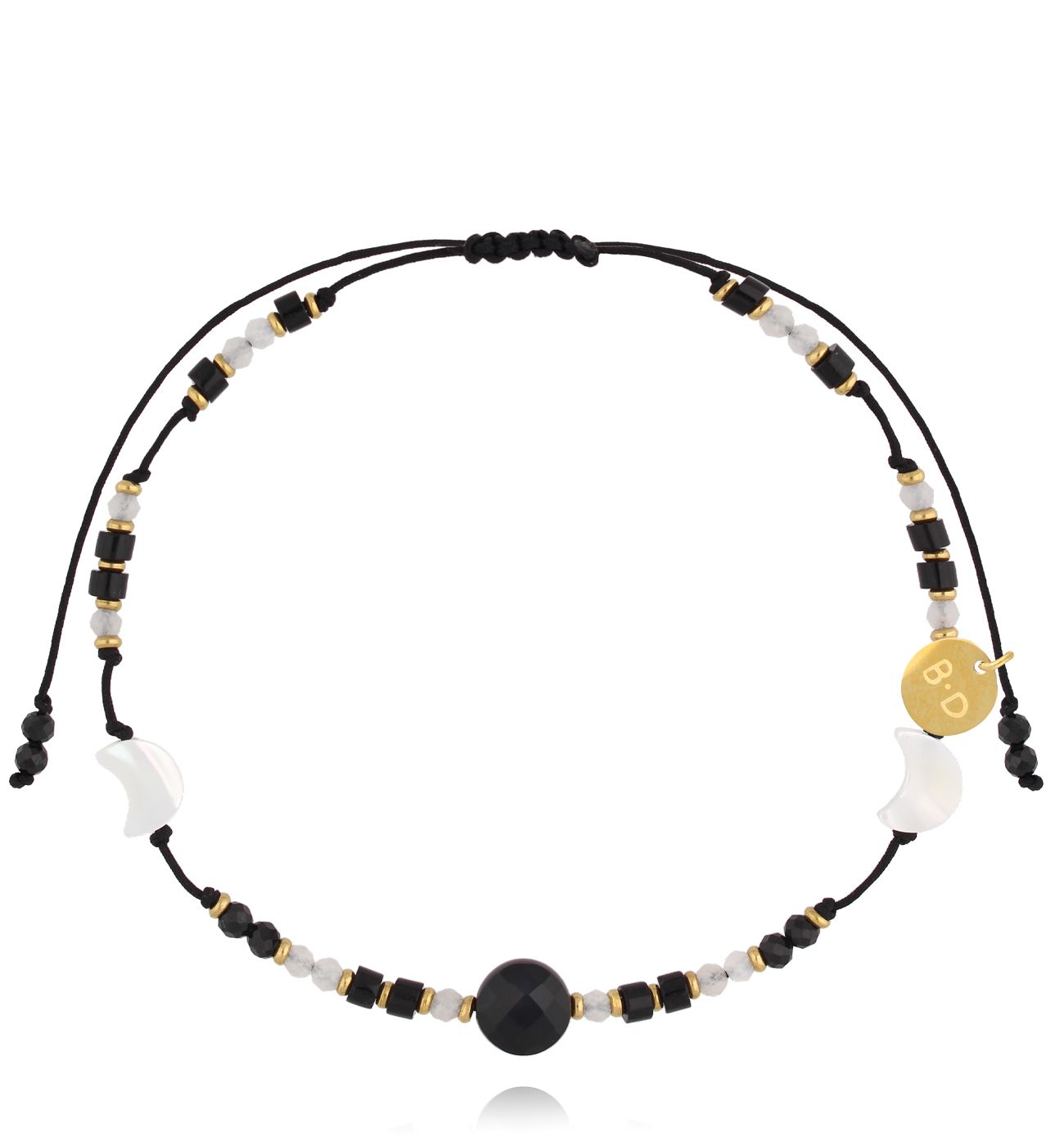 Bransoletka na nogę z jadeitami i agatami BNMT0007 - By Dziubeka