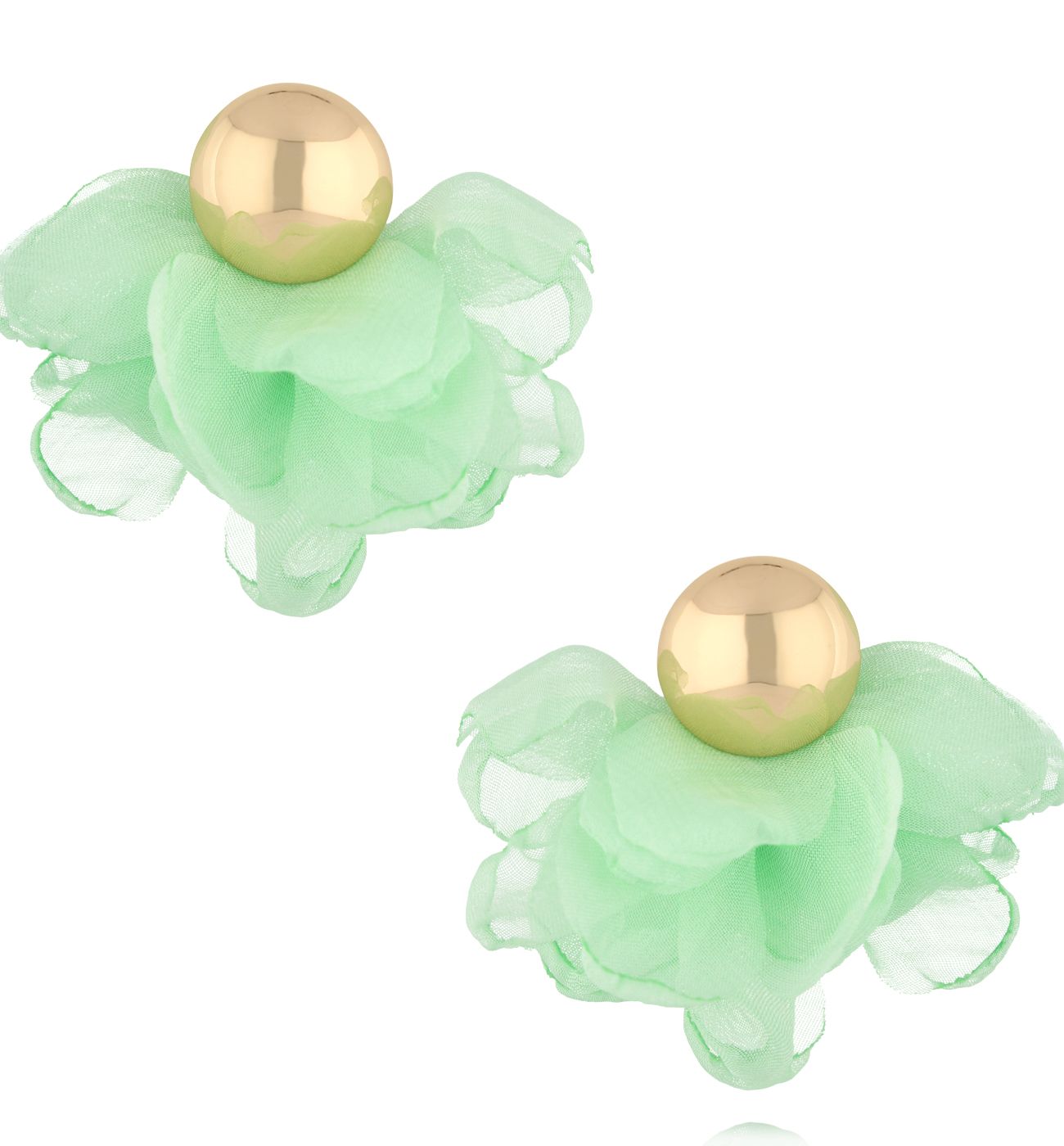 Kolczyki miętowe z tkaniną KBL1941