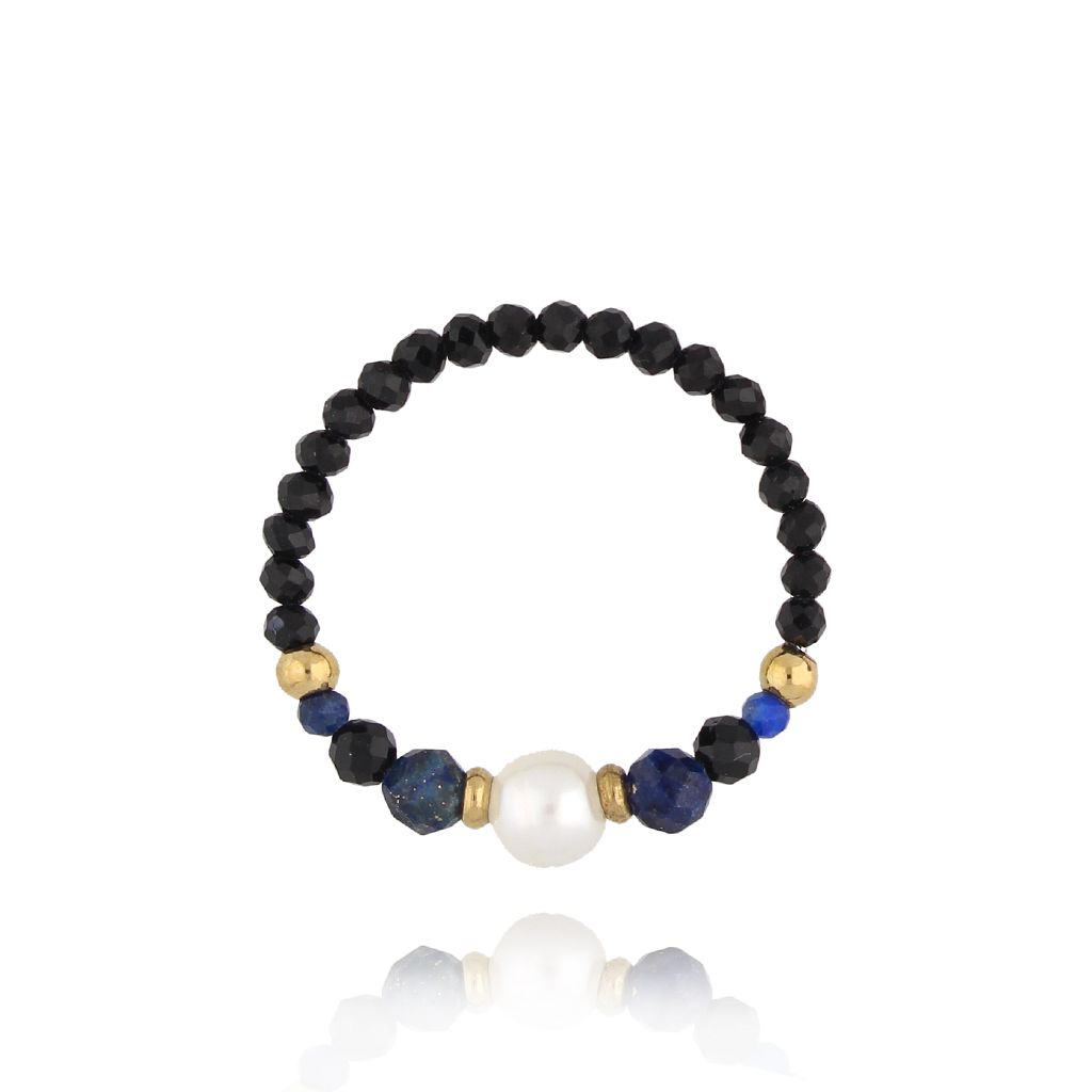 Pierścionek z turmalinami i lapisami - By Dziubeka