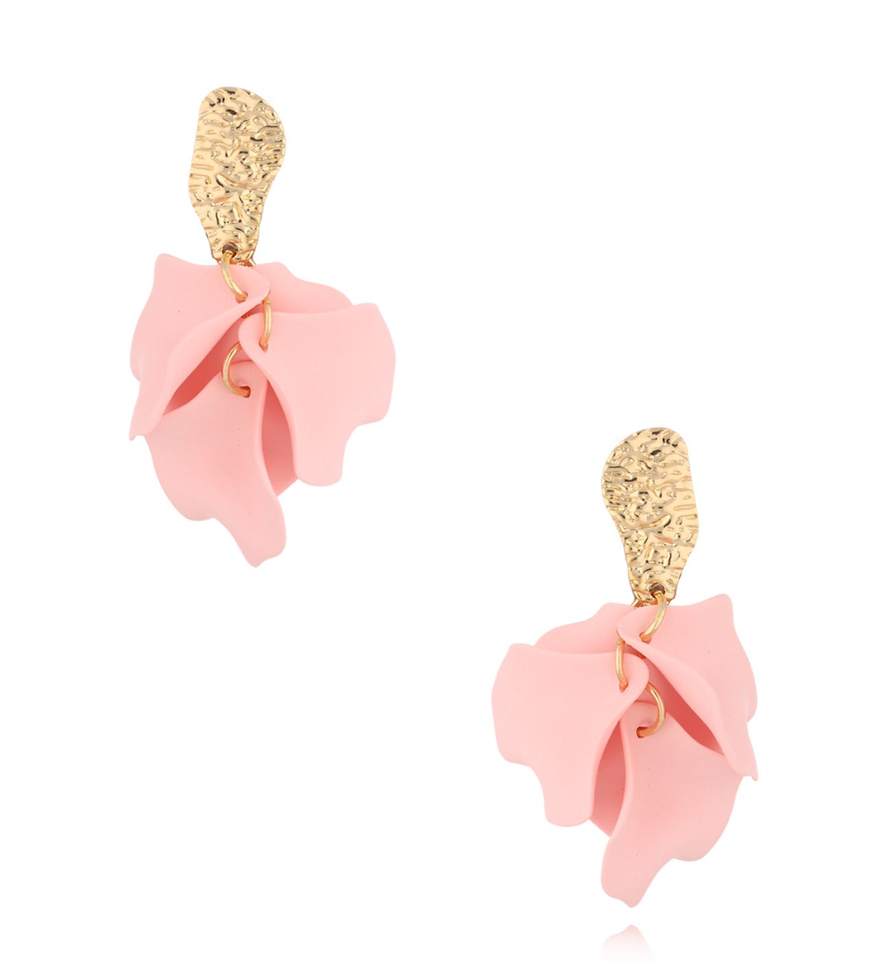 Kolczyki różowe z płatkami Coloré KFF0141 - By Dziubeka