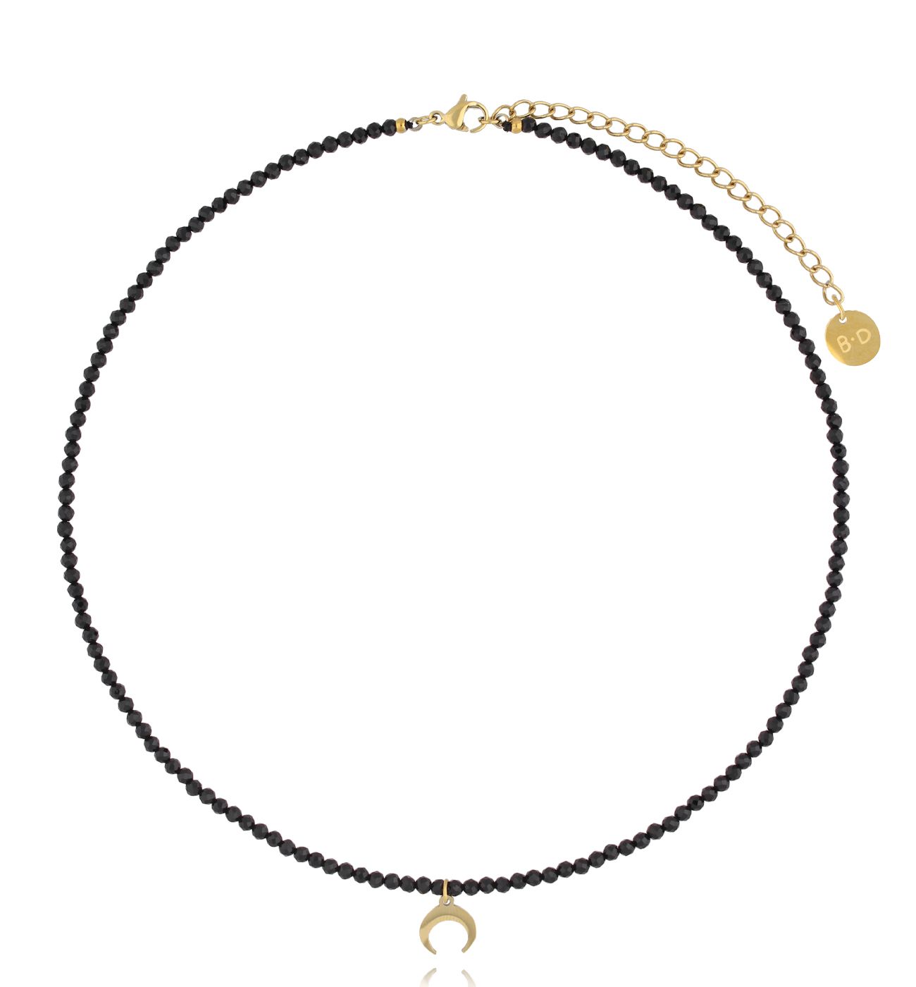 Naszyjnik z czarnymi turmalinami i księżycem Lifestyle - By Dziubeka