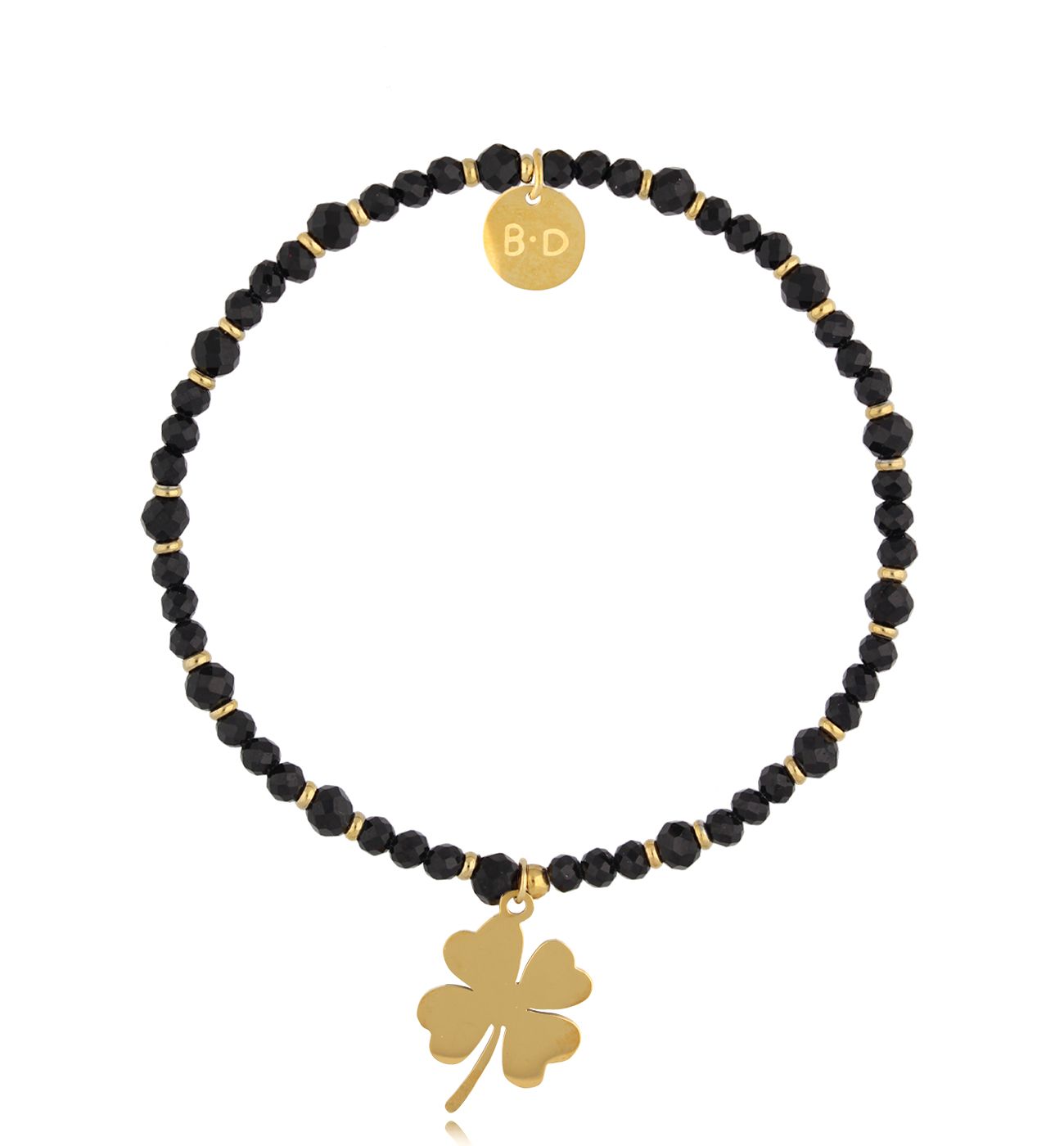 Bransoletka z turmalinami i złotą koniczynką - By Dziubeka