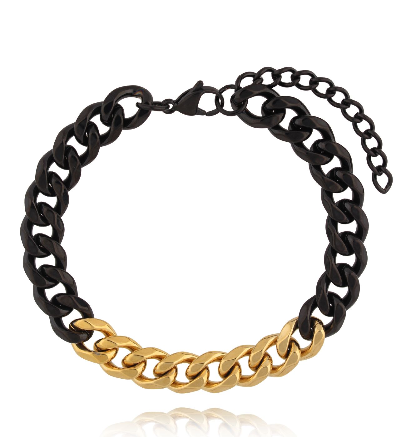 Bransoletka z łańcuchem czarno złota 17 - By Dziubeka