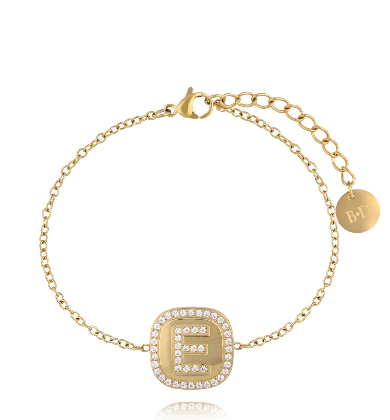 Bransoletka z literką E złota - By Dziubeka