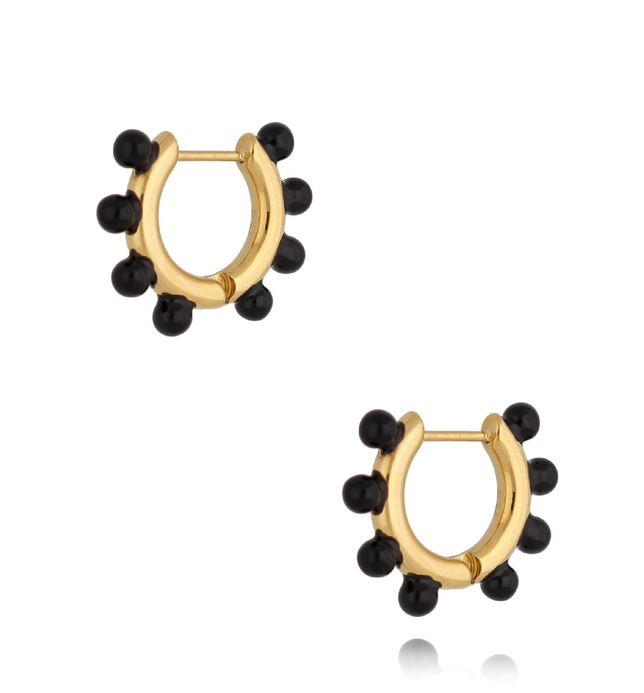 Kolczyki złote okrągłe z czarną emalią Rouen KSA0816