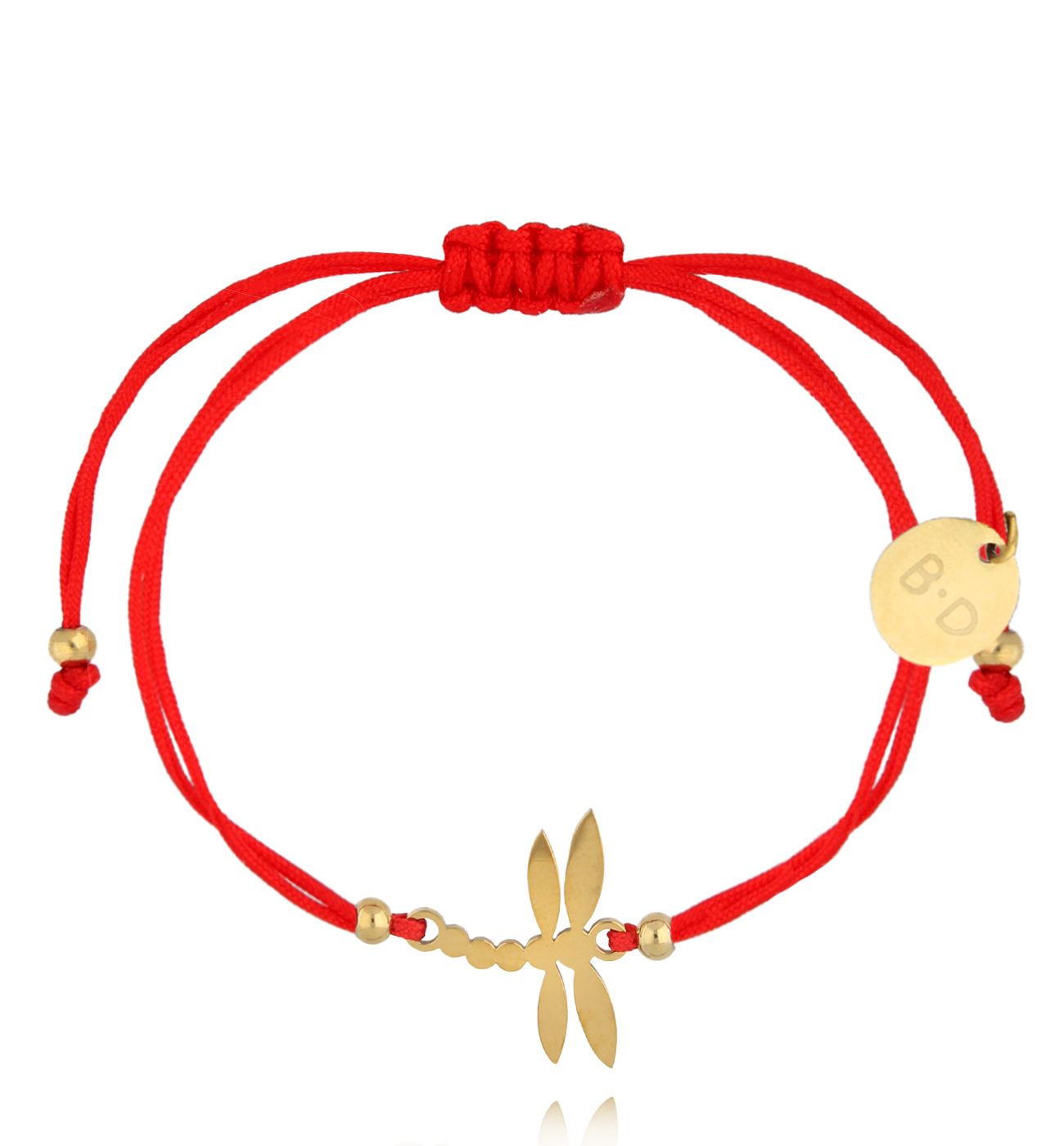 Bransoletka czerwona ze złotą ważką Changement BGL0928 - By Dziubeka