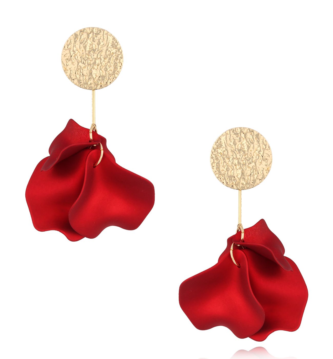 Kolczyki czerwone z płatkami Varginha KFF0222