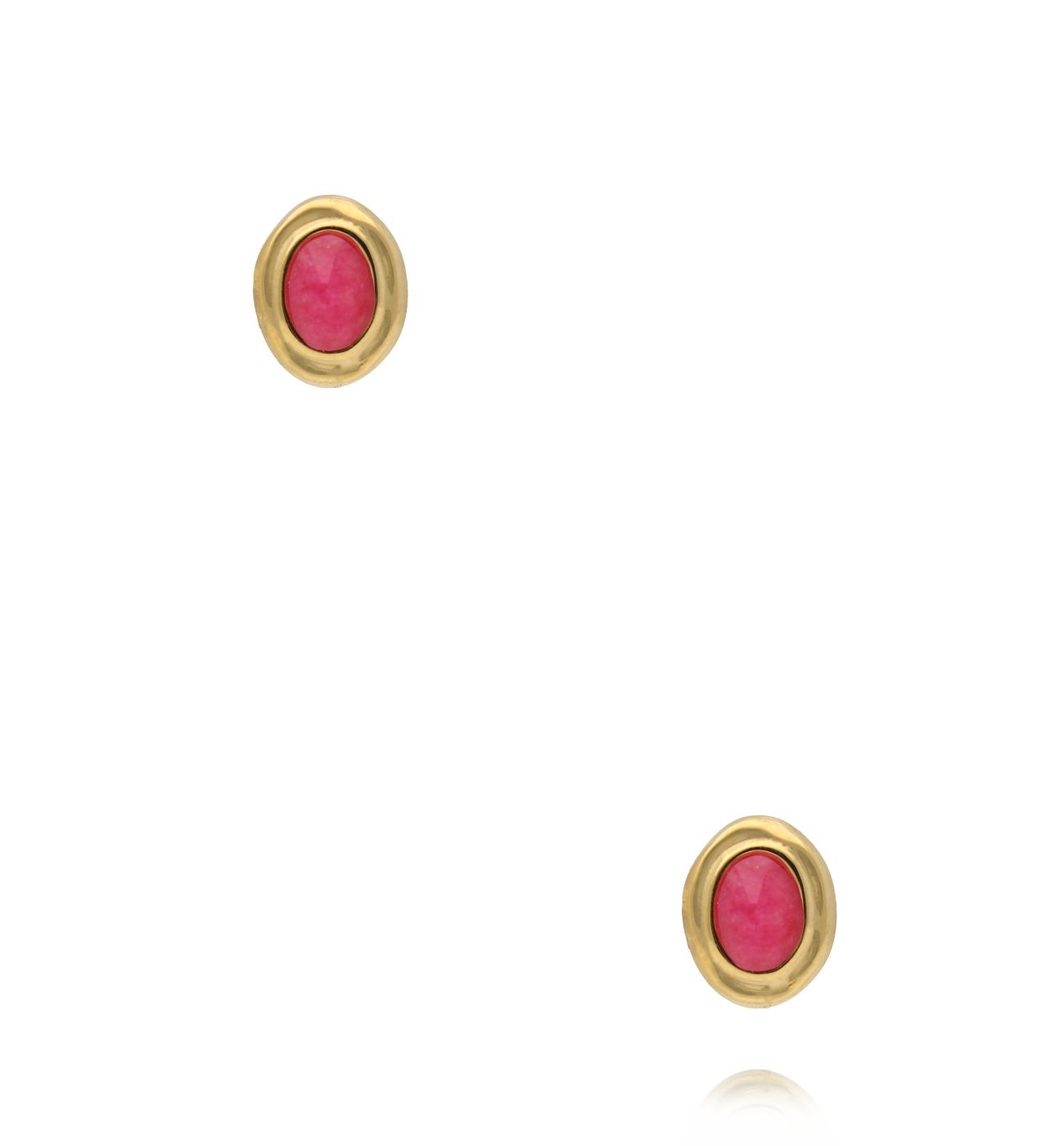 Kolczyki wkrętki z fuksjowym jadeitem KEA0014 - By Dziubeka