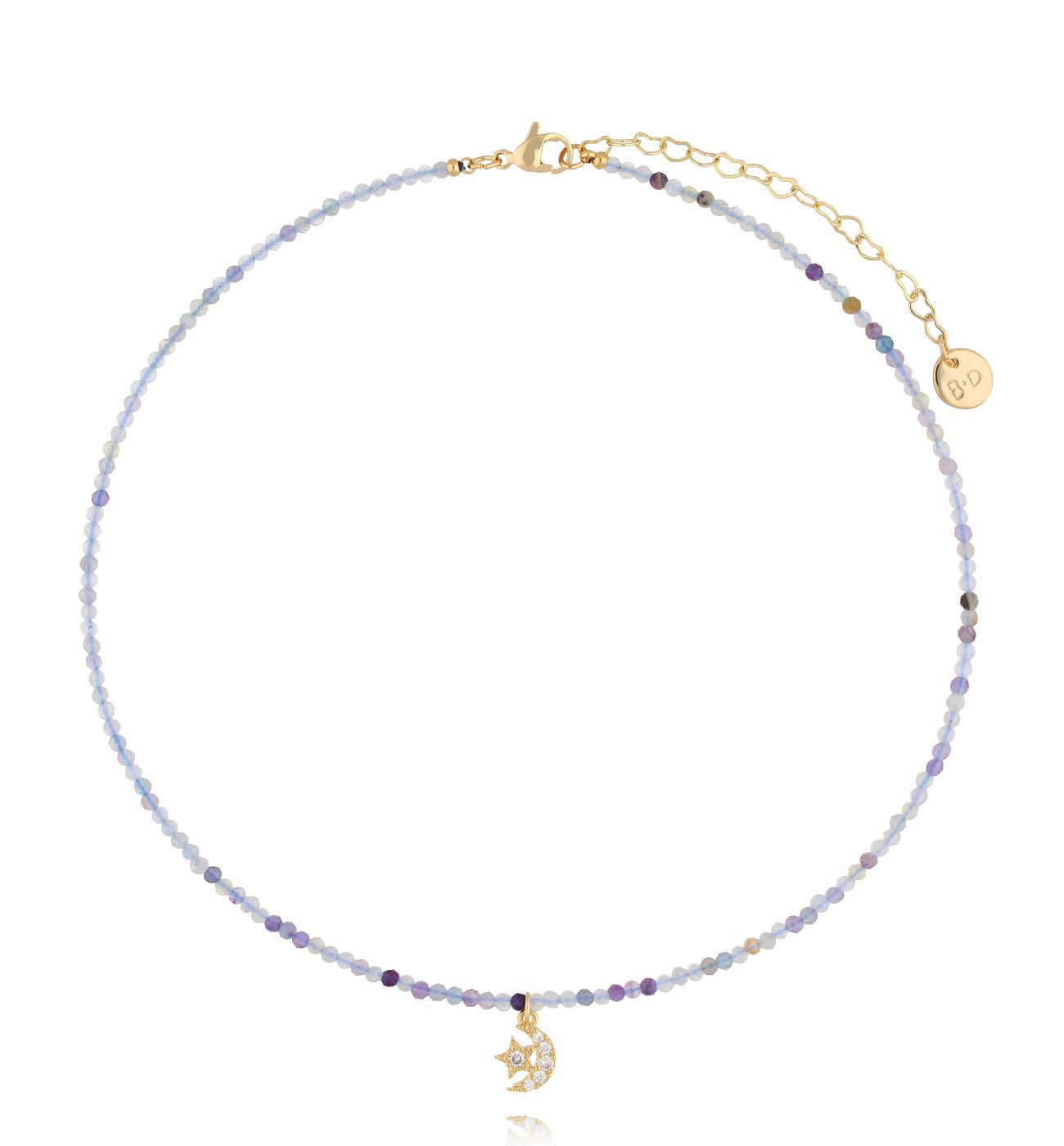 Naszyjnik z fluorytami i księżycem - By Dziubeka