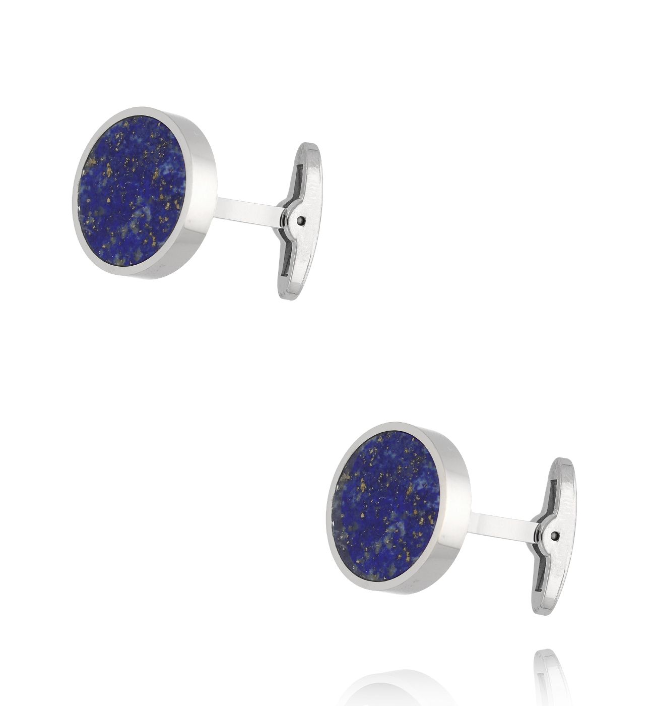 Spinki do mankietów okrągłe z lapisem lazulim srebrne SMITC0007 - By Dziubeka