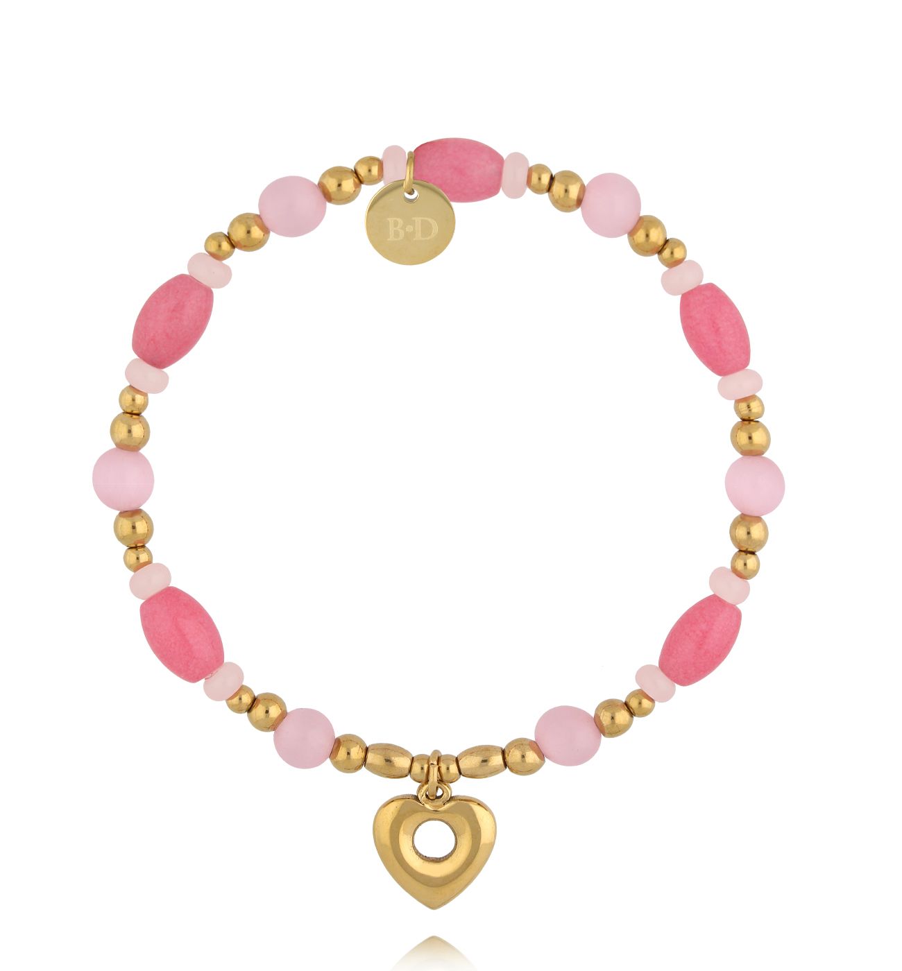 Bransoletka różowa z sercem - By Dziubeka