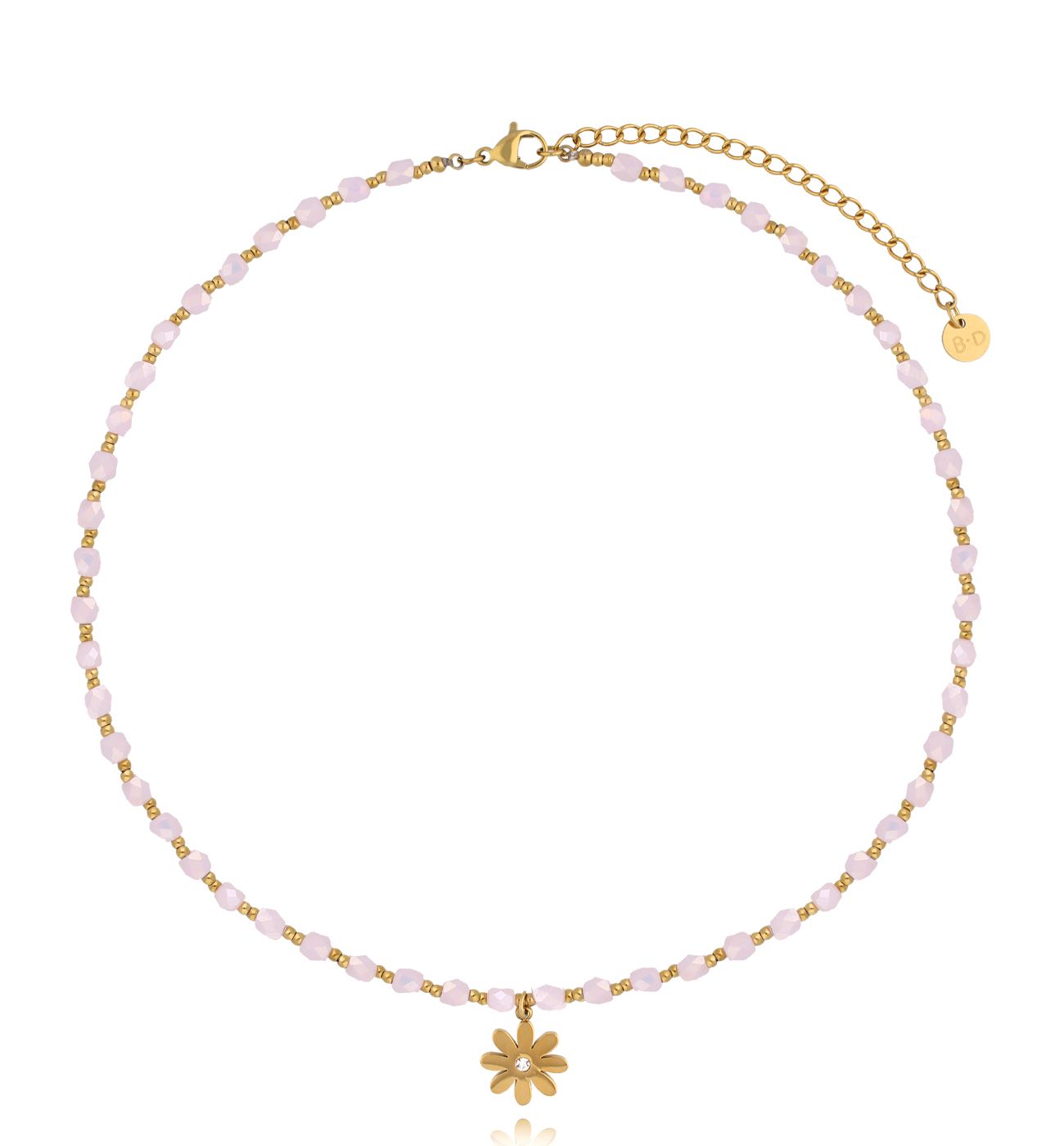 Naszyjnik różowy z kwiatuszkiem NTW1402