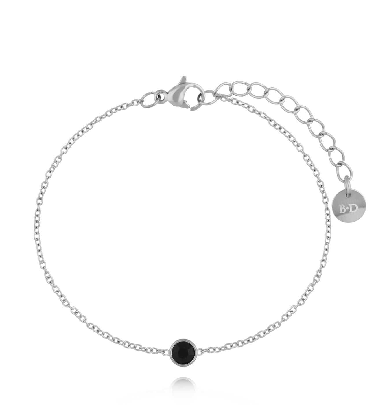 Bransoletka z czarnym oczkiem srebrna - By Dziubeka