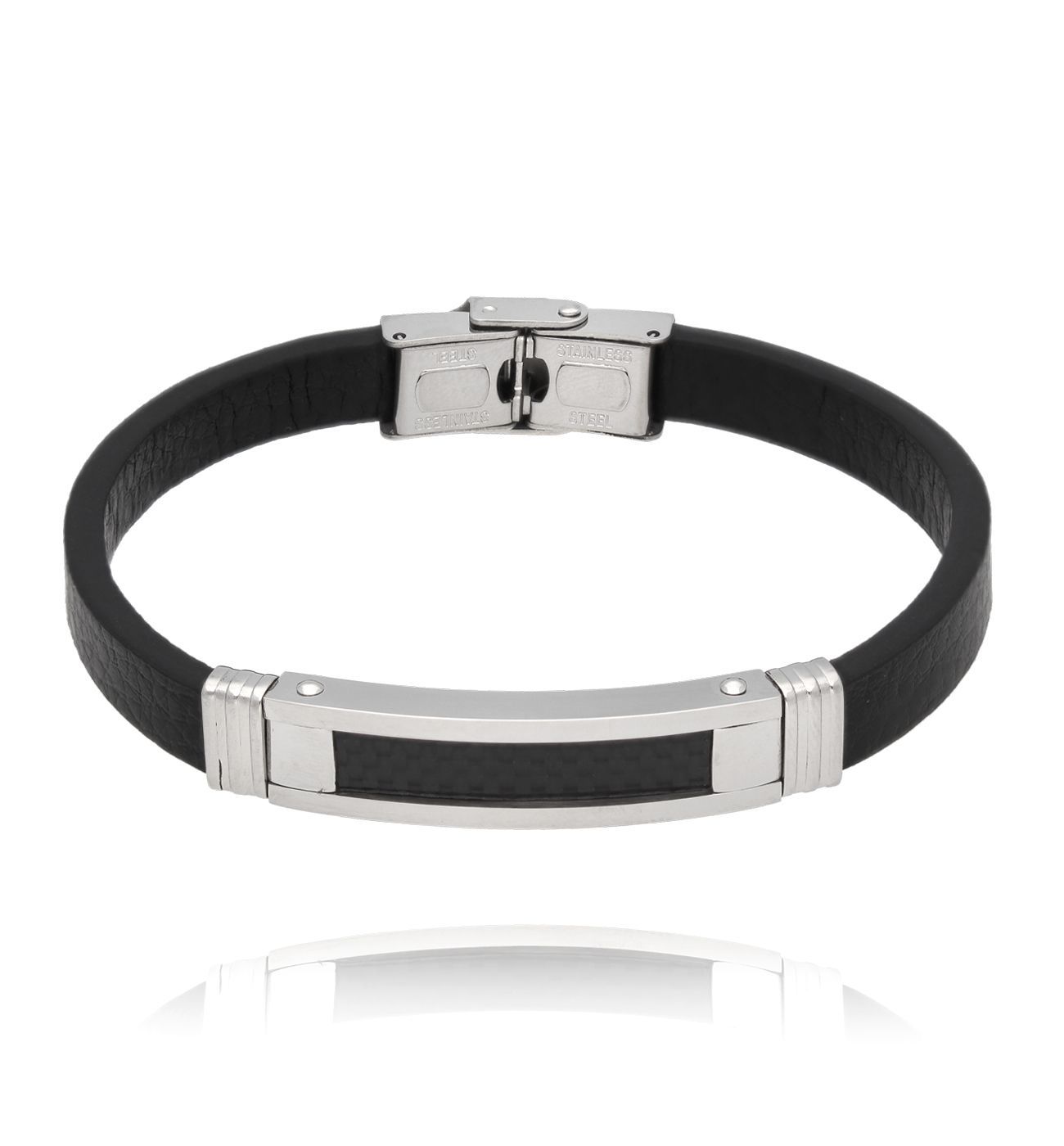 Bransoletka męska skórzana z blaszką 82 - By Dziubeka