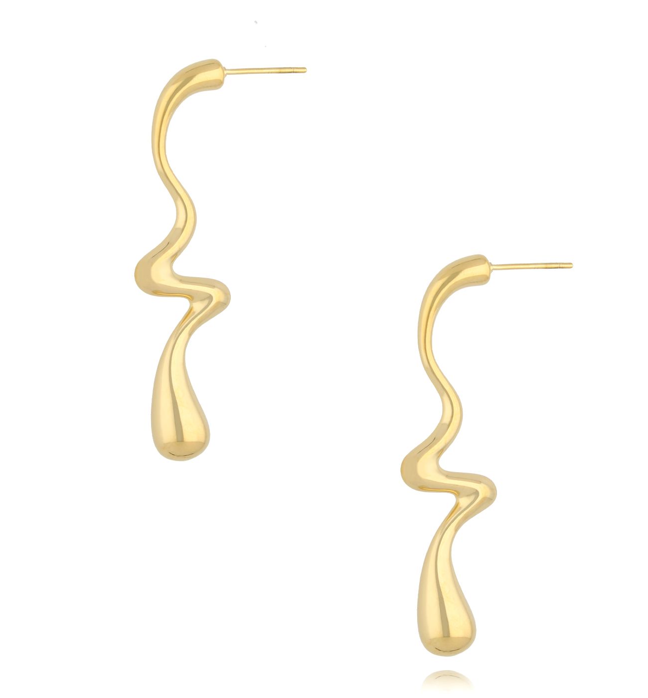 Kolczyki złote krople nieregularne - By Dziubeka