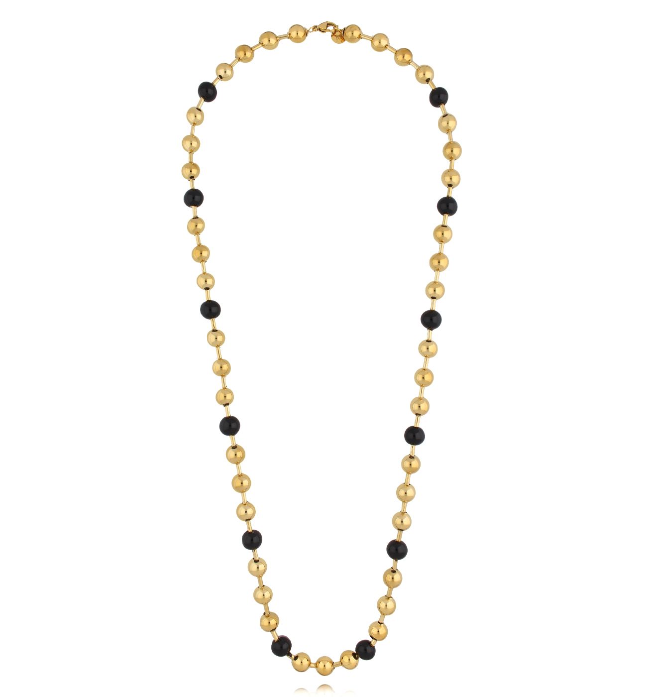 Naszyjnik z kulkami z czarną emalią złoty - By Dziubeka