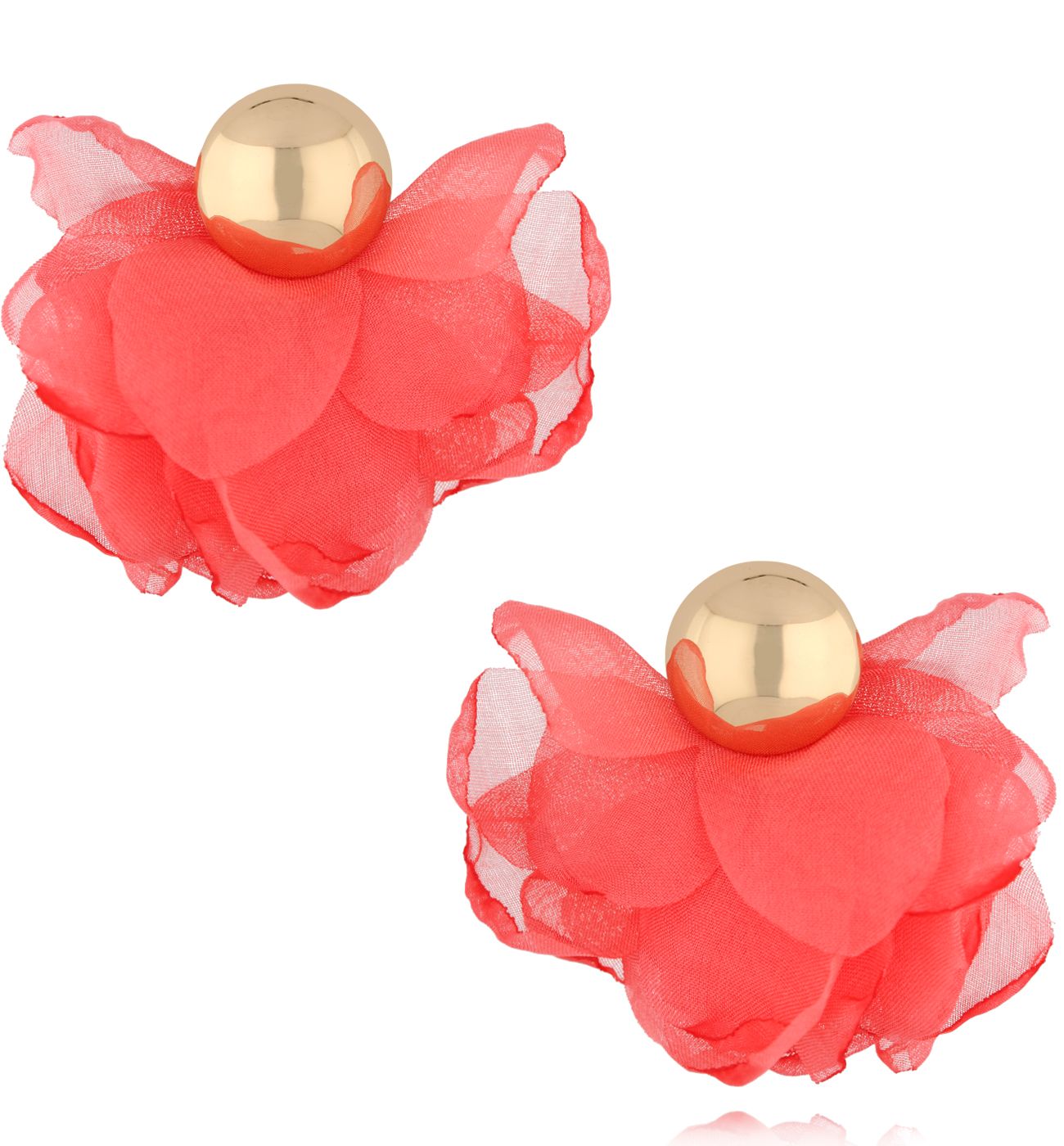 Kolczyki malinowe z tkaniną - By Dziubeka