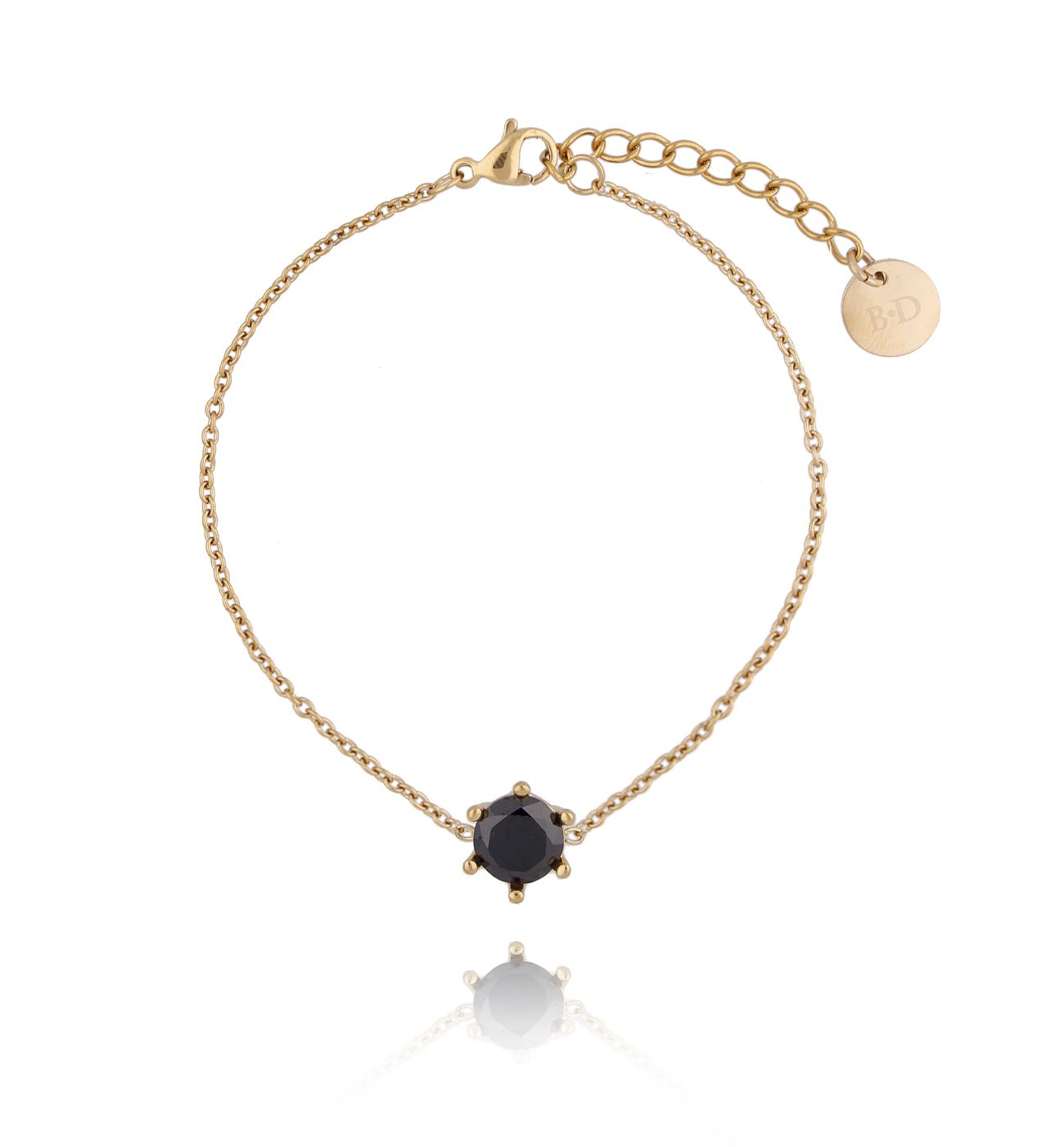 Bransoletka złota z kryształkiem ze stali szlachetnej - By Dziubeka