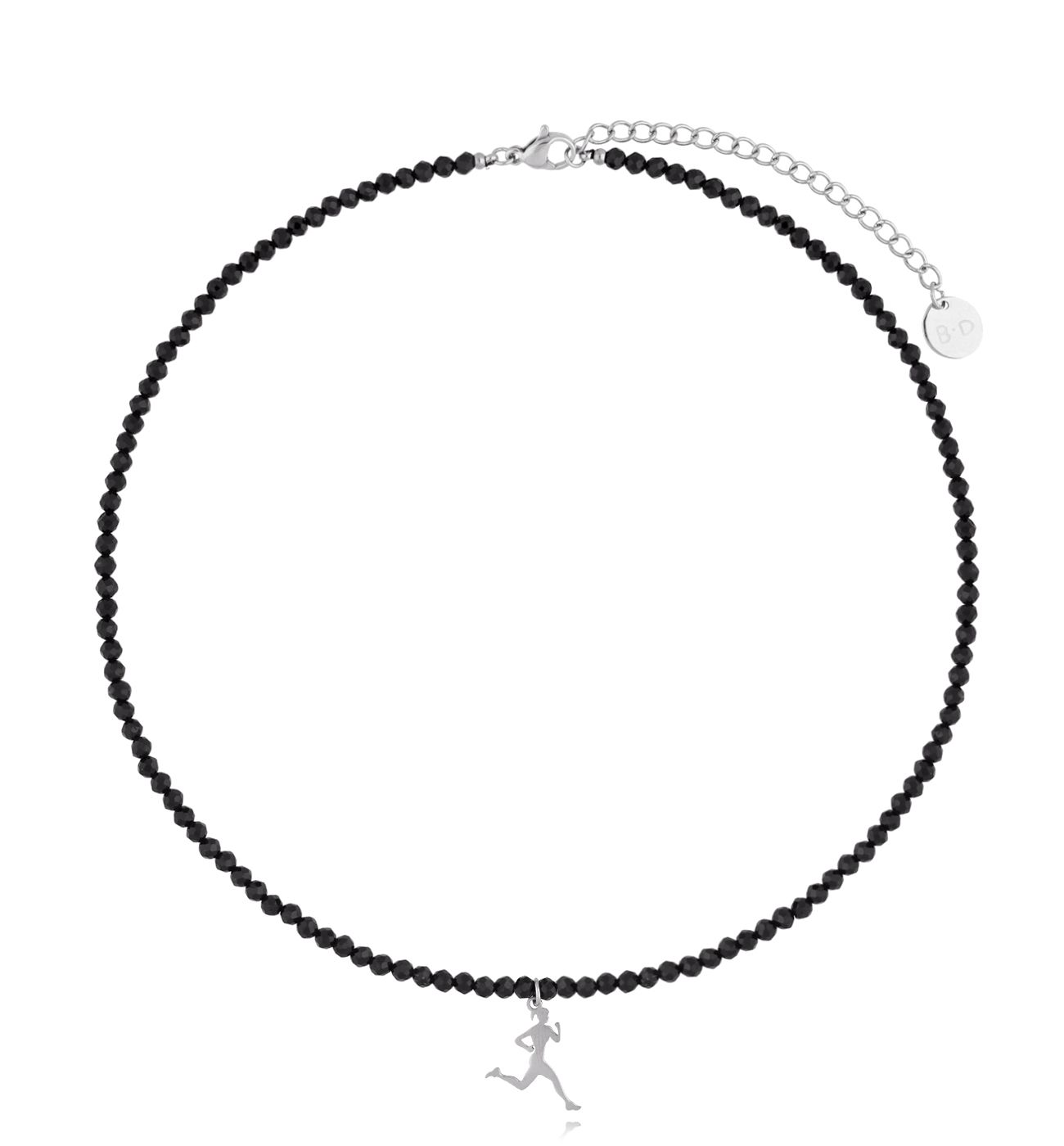 Naszyjnik z turmalinami i srebrną zawieszką z biegaczem Giselle - By Dziubeka