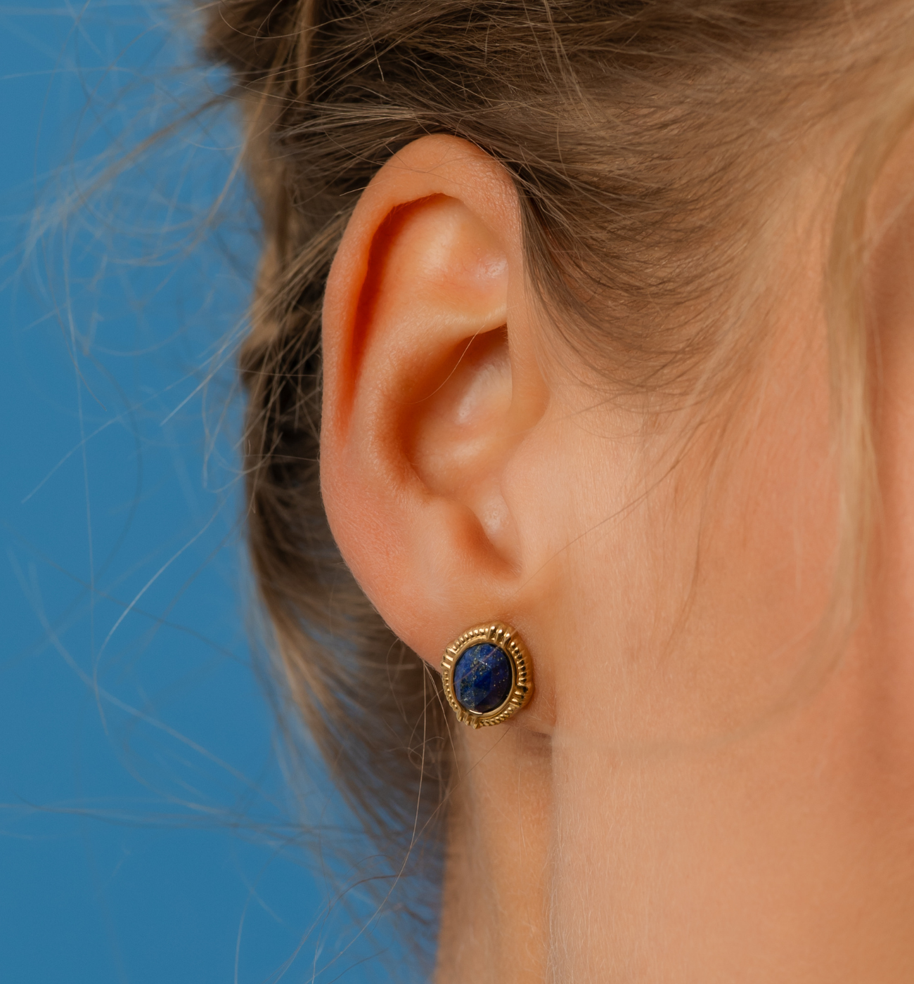 Kolczyki z lapisem lazuli złote KSY0294 - By Dziubeka