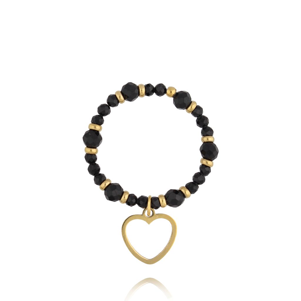 Pierścionek z turmalinami i sercem - By Dziubeka