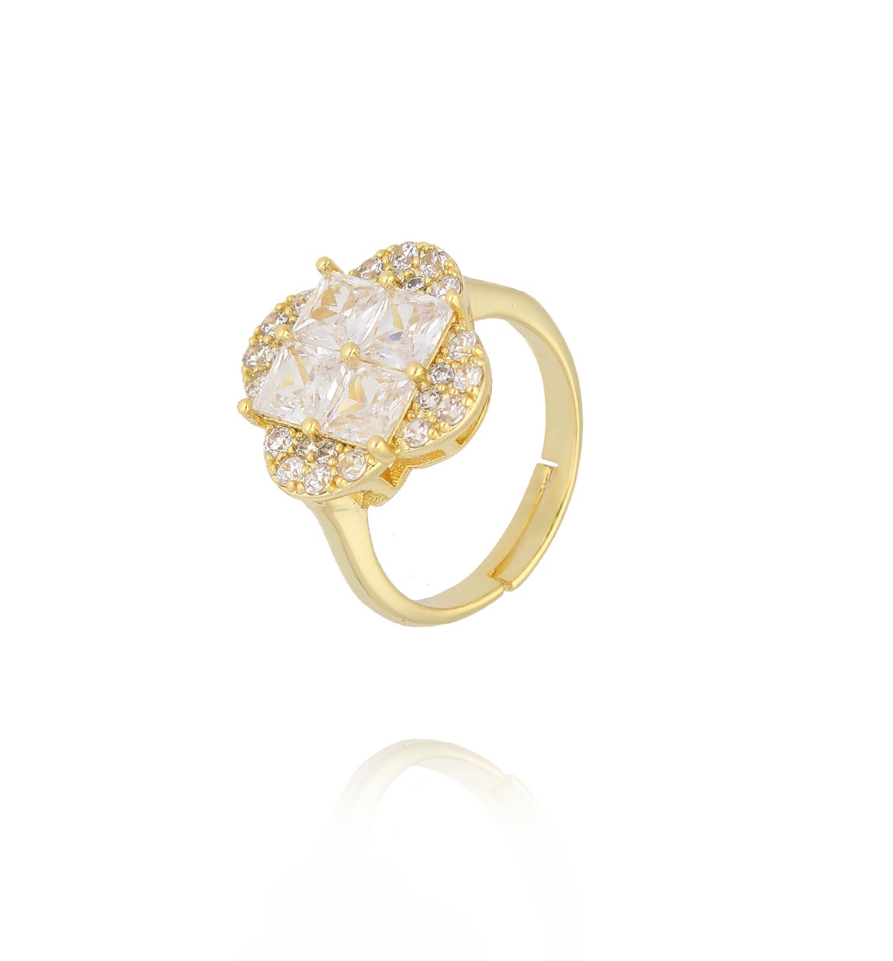 Pierścionek z transparentnymi kryształkami PSS0185 - By Dziubeka