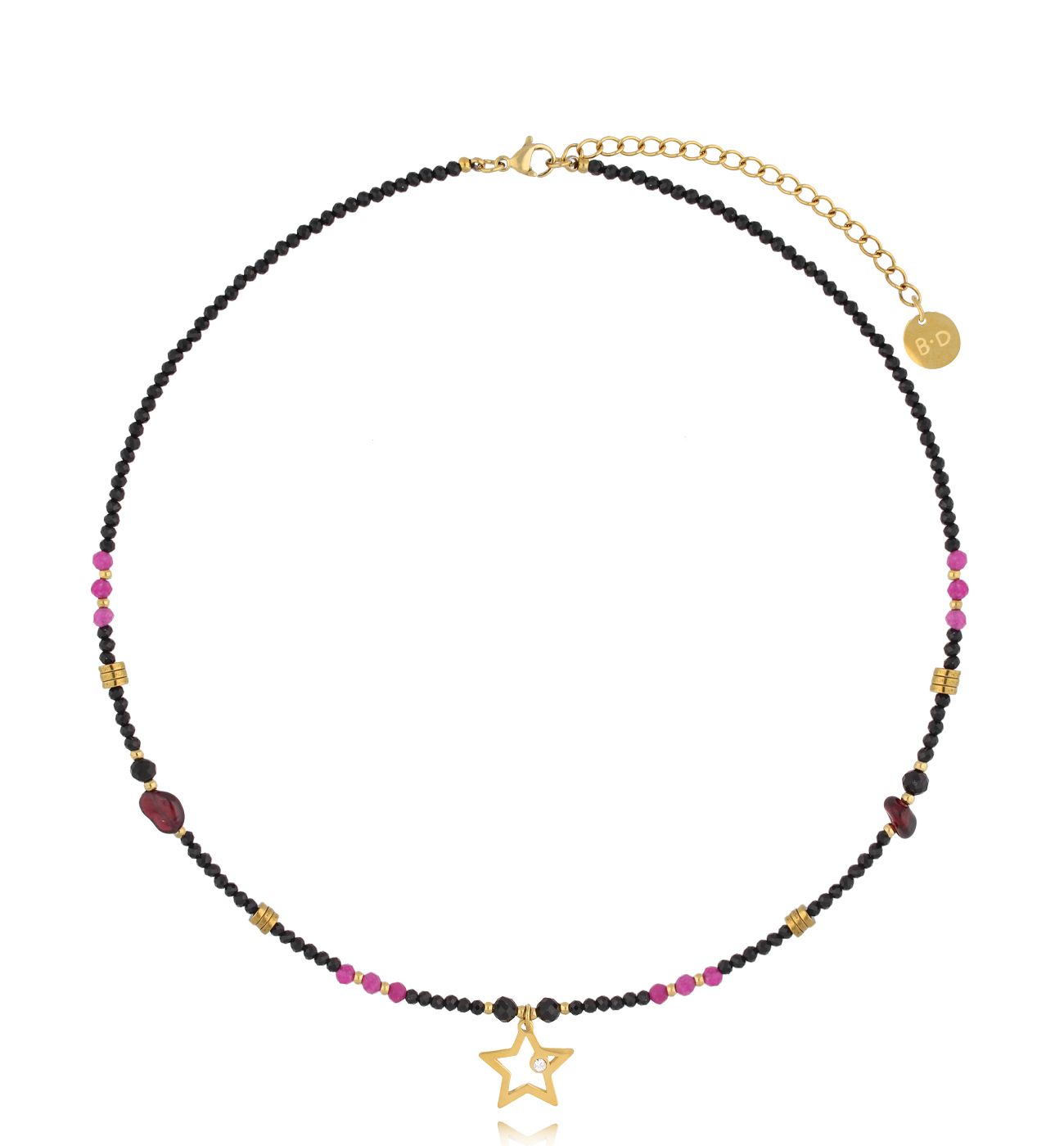 Naszyjnik z granatami i turmalinami Pink Star - By Dziubeka